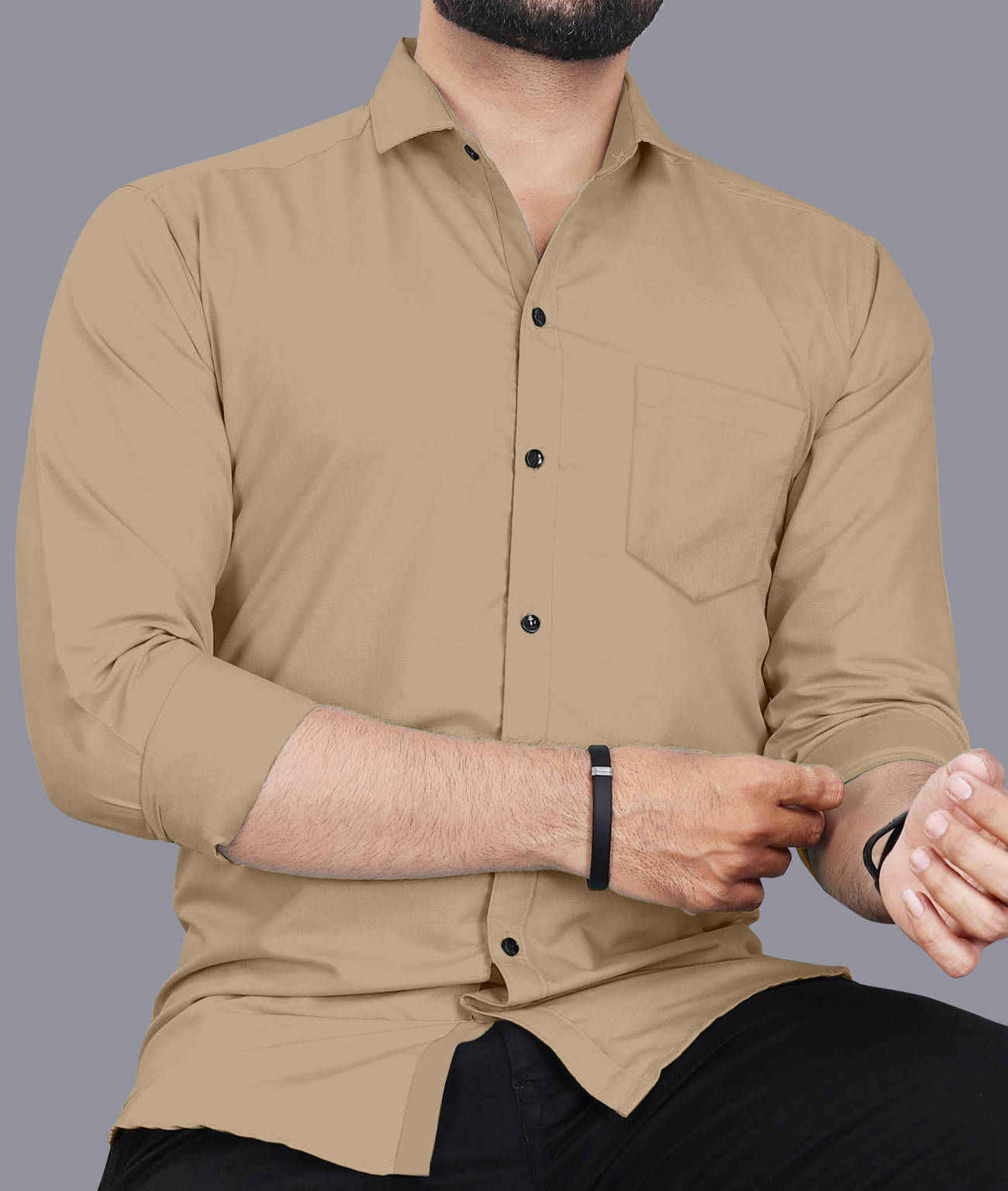     			LAXBON Poly Cotton Regular Fit Solids Full Sleeves Men's Casual Shirt - Beige ( Pack of 1 )