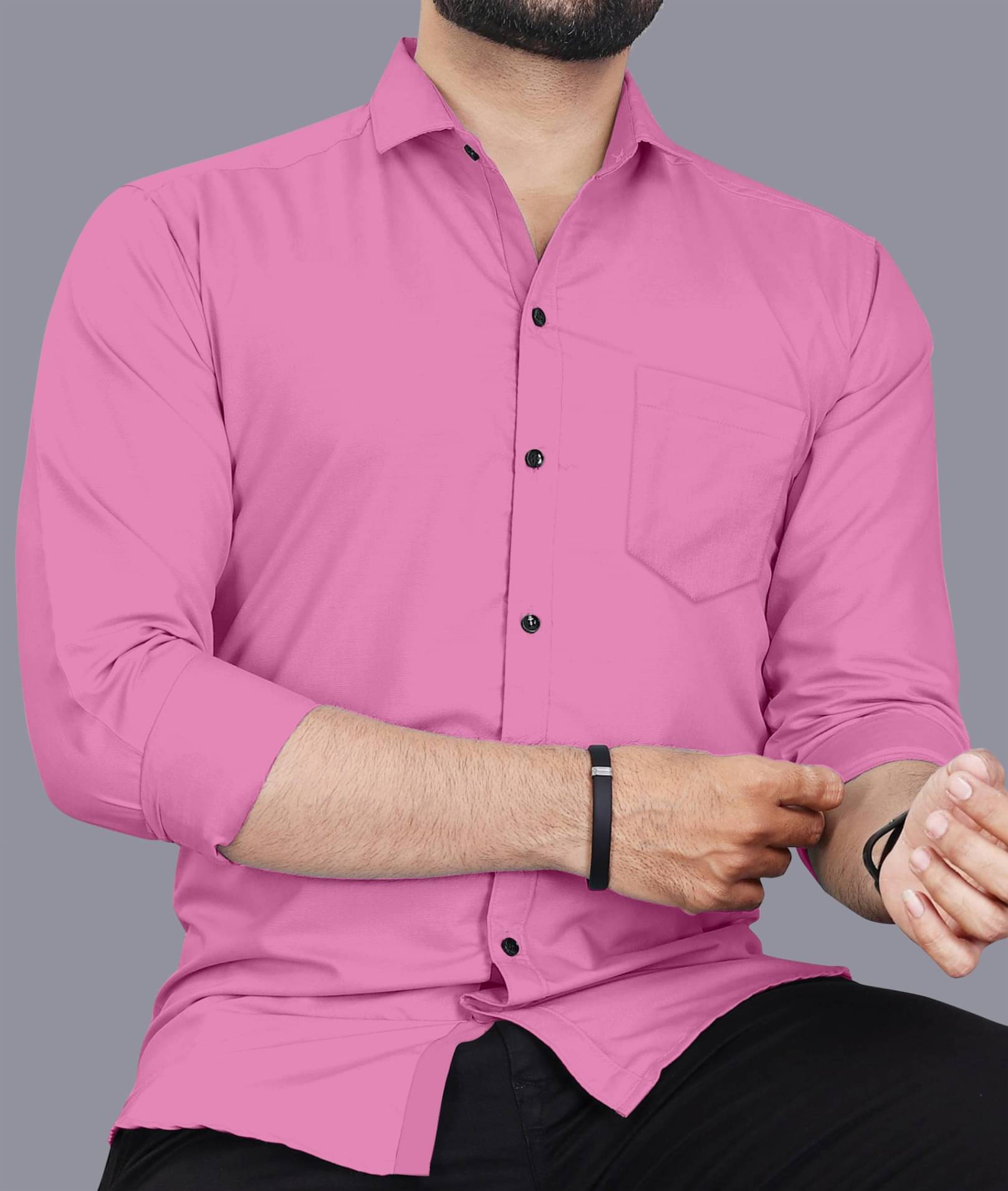     			LAXBON Poly Cotton Regular Fit Solids Full Sleeves Men's Casual Shirt - Pink ( Pack of 1 )