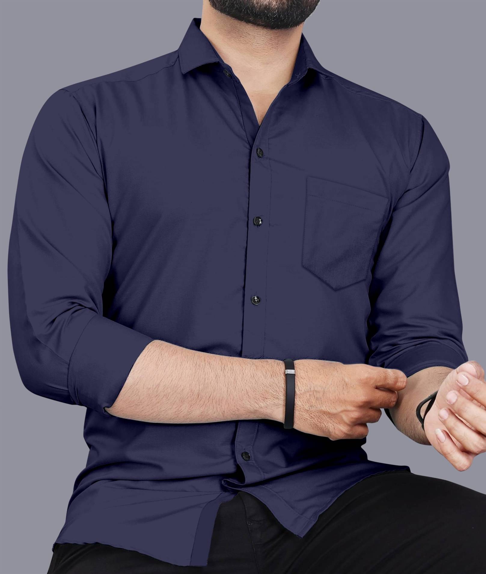 LAXBON Poly Cotton Regular Fit Solids Full Sleeves Men's Casual Shirt - Navy Blue ( Pack of 1 ) LAXBON Poly Cotton Regular Fit Solids Full Sleeves Men's Casual Shirt - Navy Blue ( Pack of 1 )