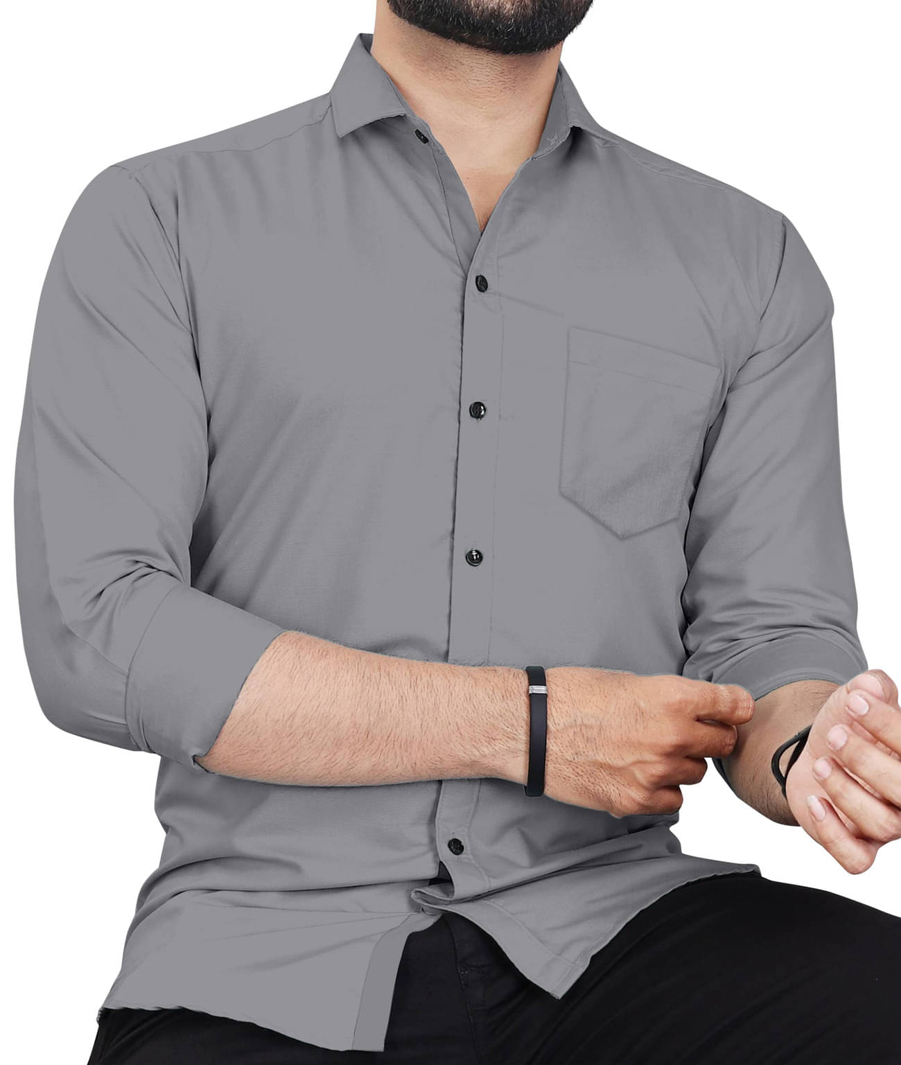     			LAXBON Poly Cotton Regular Fit Solids Full Sleeves Men's Casual Shirt - Grey ( Pack of 1 )