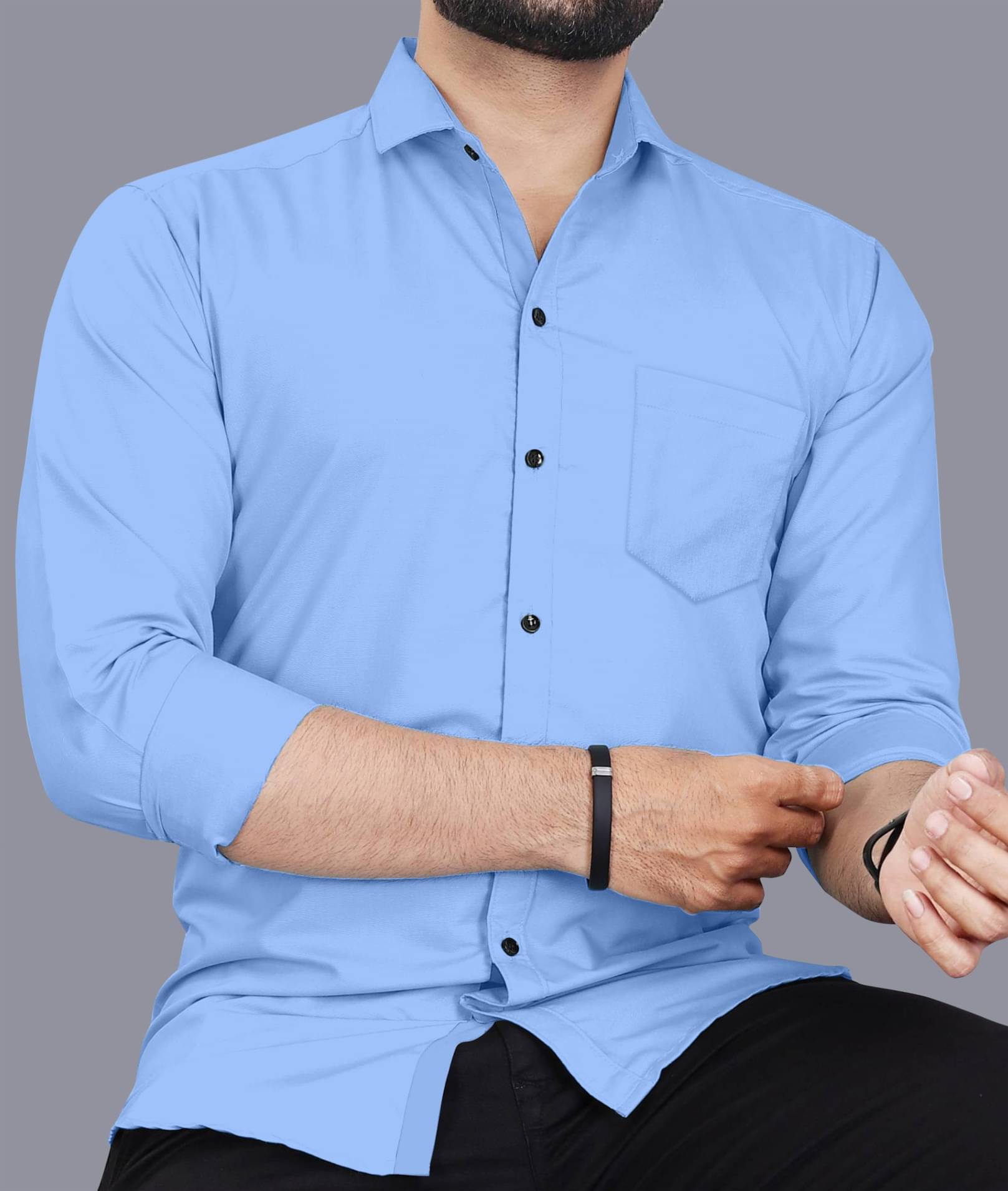     			LAXBON Poly Cotton Regular Fit Solids Full Sleeves Men's Casual Shirt - Aqua Blue ( Pack of 1 )