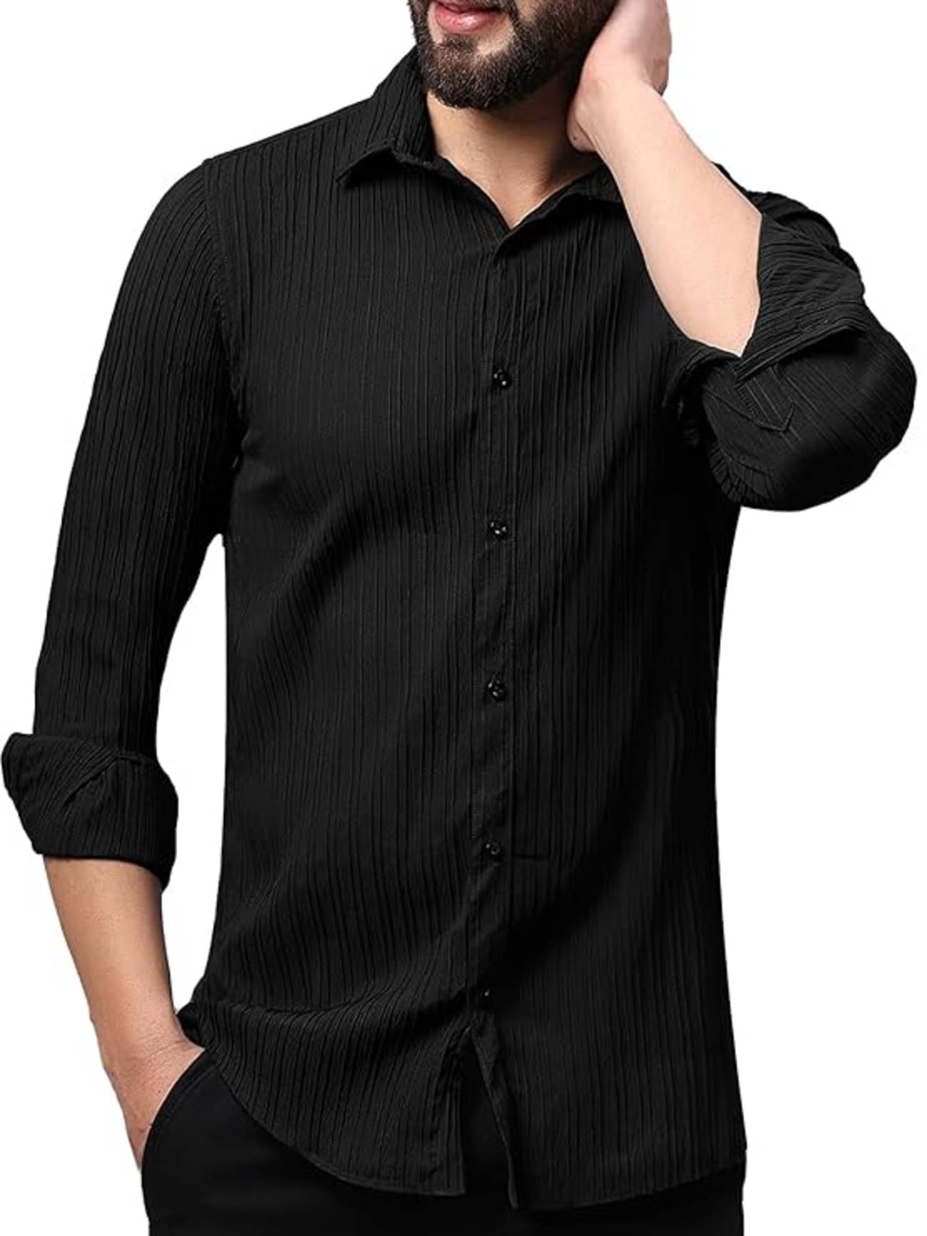 LAXBON Poly Cotton Regular Fit Solids Full Sleeves Men's Casual Shirt - Black ( Pack of 1 ) LAXBON Poly Cotton Regular Fit Solids Full Sleeves Men's Casual Shirt - Black ( Pack of 1 )