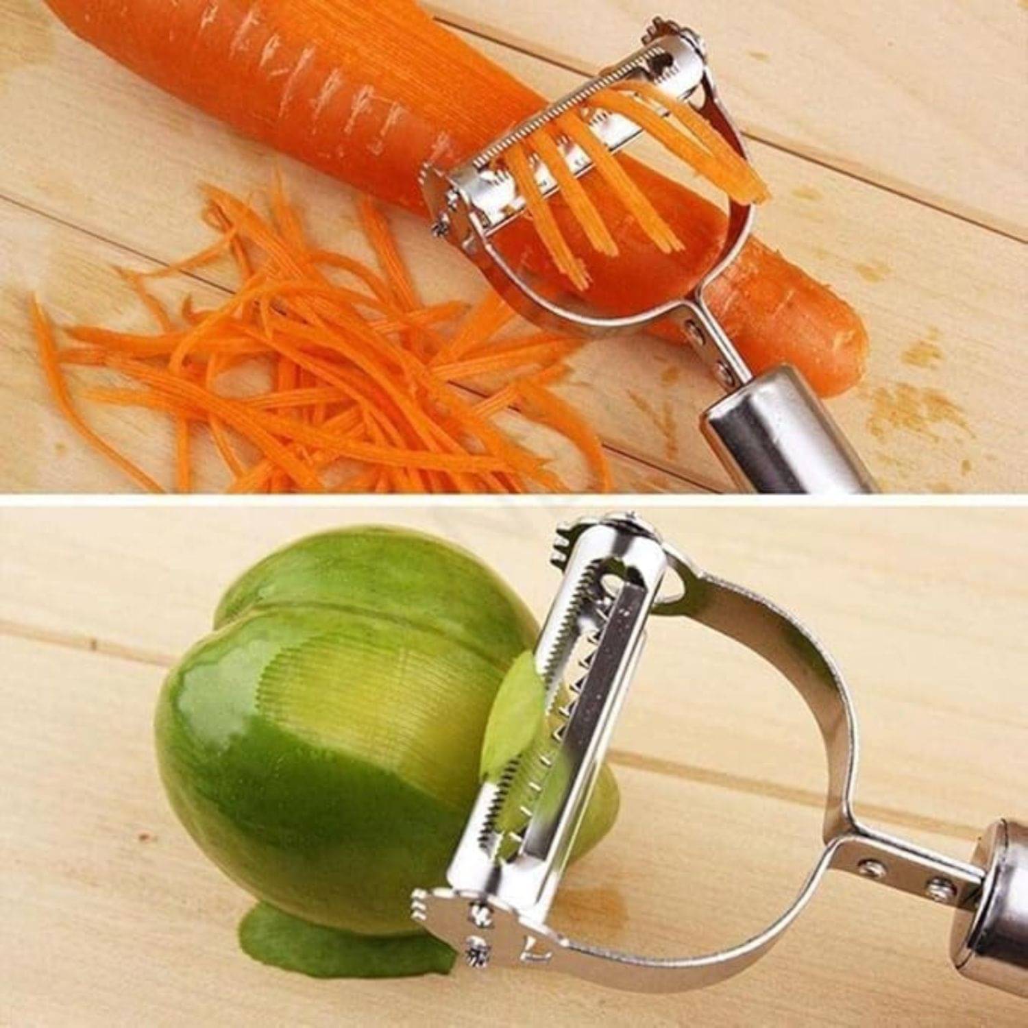     			LOOTWAGON 2-in-1 Julienne & Vegetable Peeler – Stainless Steel Multipurpose Slicer, Fruit & Veggie Cutter, Adjustable Kitchen Tool for Salad, Potato, Noodles – Medium