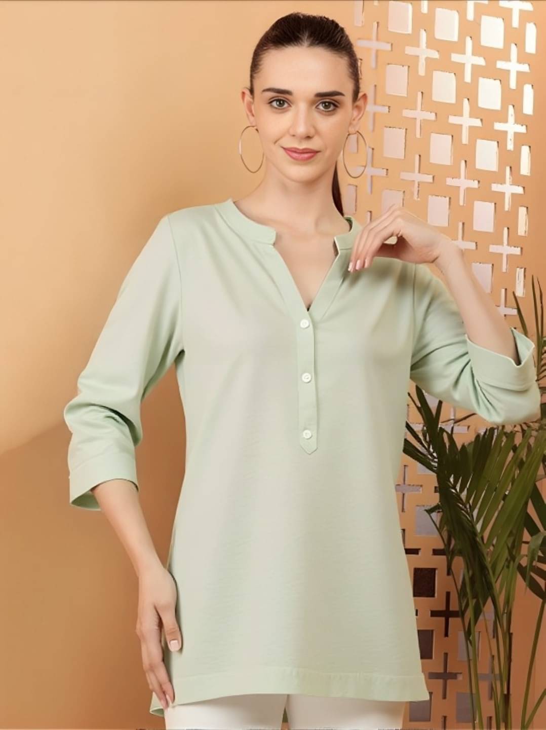 MAYKR Women Rayon Solid Straight Kurti ( Light Green ) MAYKR Women Rayon Solid Straight Kurti ( Light Green )