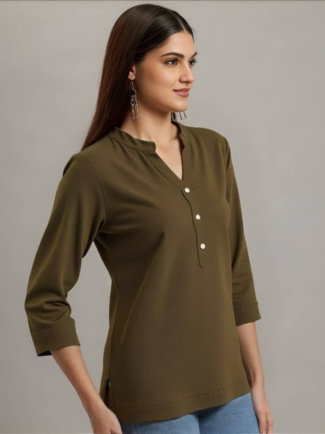     			MAYKR Women Rayon Solid Straight Kurti ( Olive )