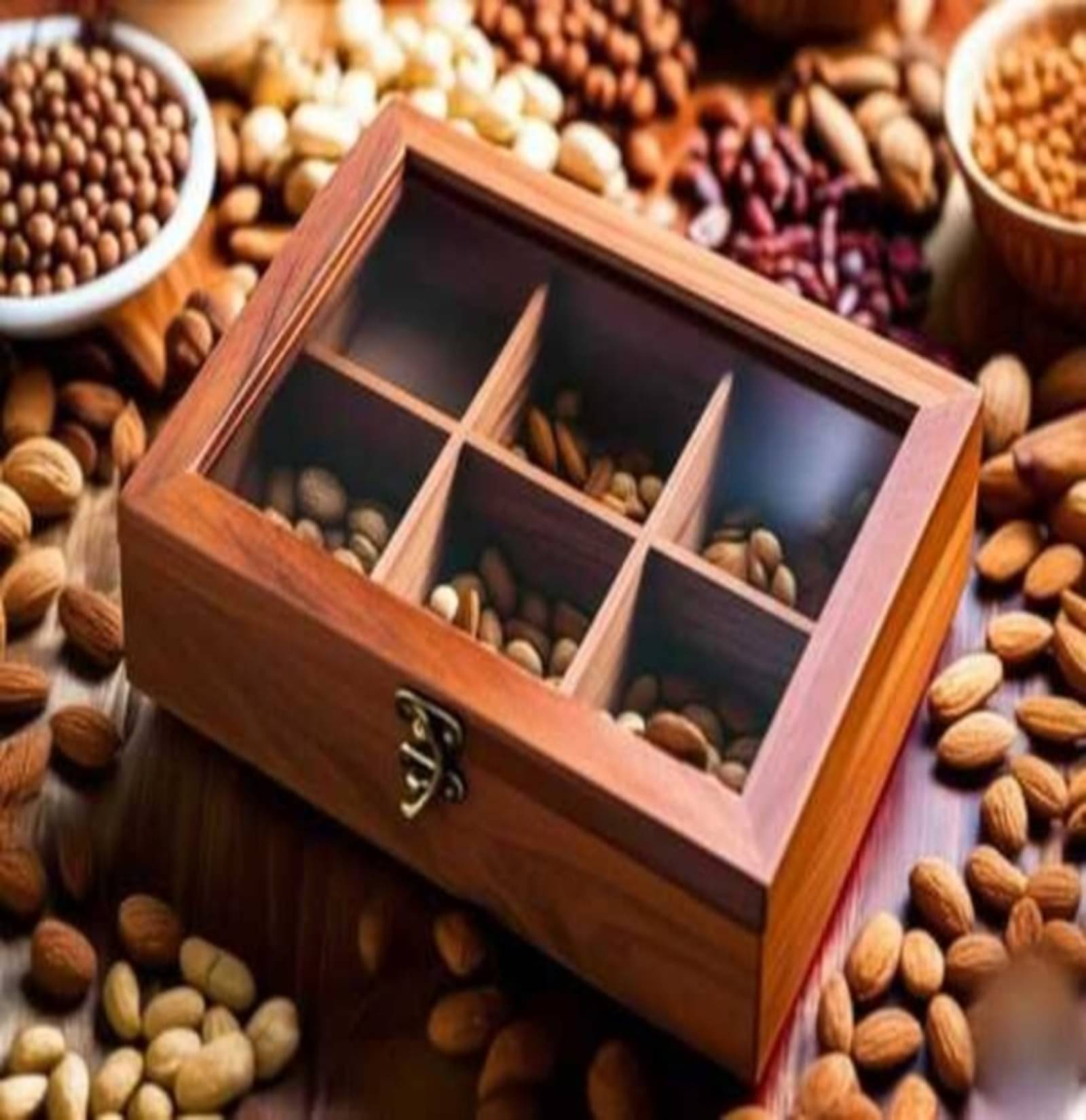     			Mizan art spicebox Wooden Brown Spice Container ( Set of 1 )