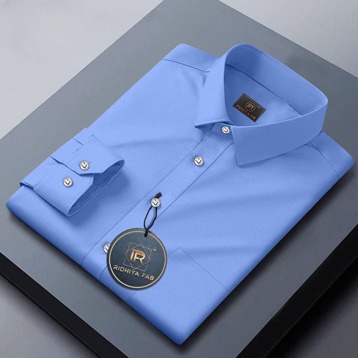 Ridhiya Fab Cotton Blend Regular Fit Full Sleeves Men's Formal Shirt - Blue ( Pack of 1 ) Ridhiya Fab Cotton Blend Regular Fit Full Sleeves Men's Formal Shirt - Blue ( Pack of 1 )