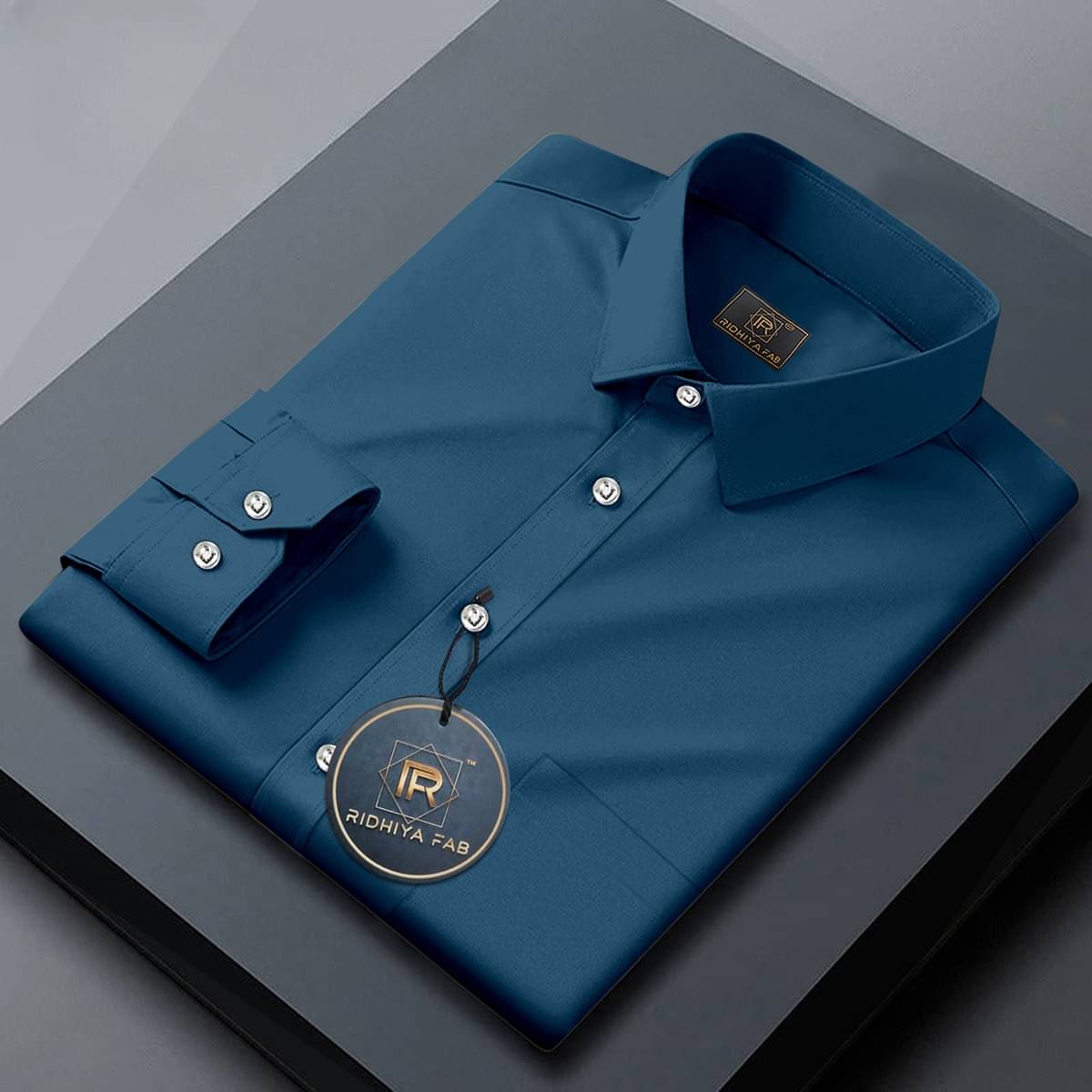     			Ridhiya Fab Cotton Blend Regular Fit Full Sleeves Men's Formal Shirt - Teal ( Pack of 1 )