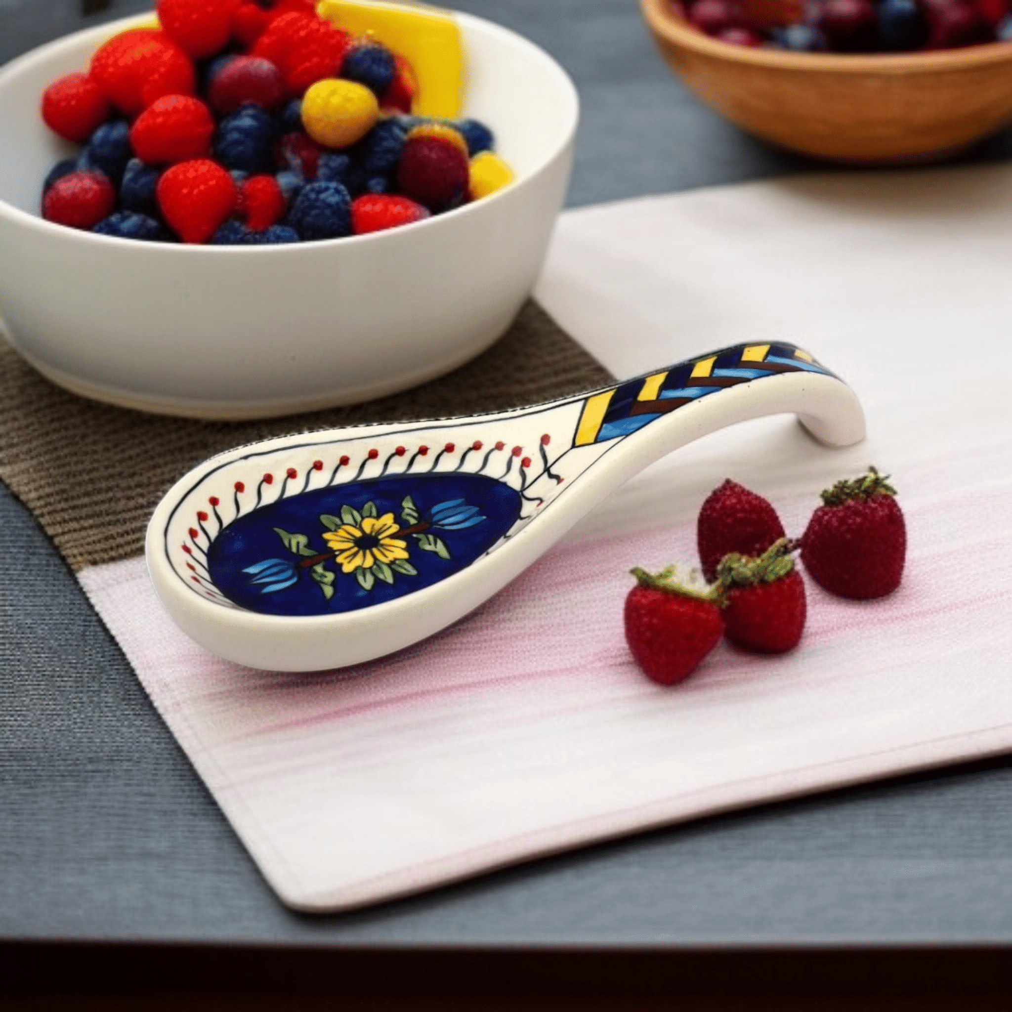 Rizasta Blue Long Spn Pack 1 Ceramic Printed Cutlery Holder Dark Blue ( Pack of 1 ) Rizasta Blue Long Spn Pack 1 Ceramic Printed Cutlery Holder Dark Blue ( Pack of 1 )