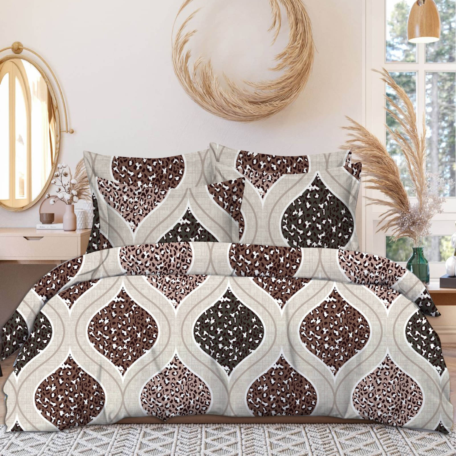 Sky Tex Glace Cotton 1 Double Bedsheet with 2 Pillow Covers ( Beige ) Sky Tex Glace Cotton 1 Double Bedsheet with 2 Pillow Covers ( Beige )