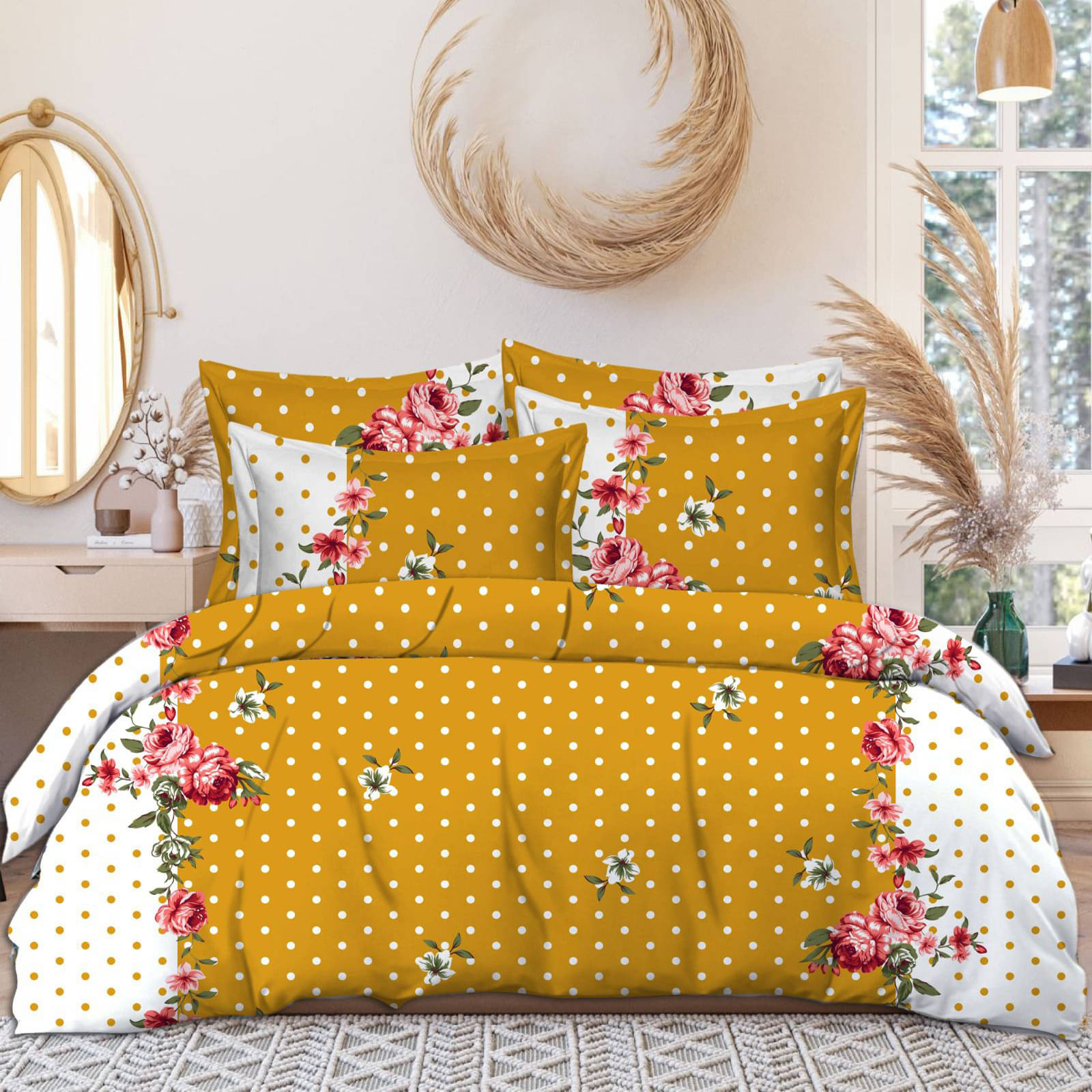 Sky Tex Glace Cotton 1 Double Bedsheet with 2 Pillow Covers ( Yellow )     			Sky Tex Glace Cotton 1 Double Bedsheet with 2 Pillow Covers ( Yellow )