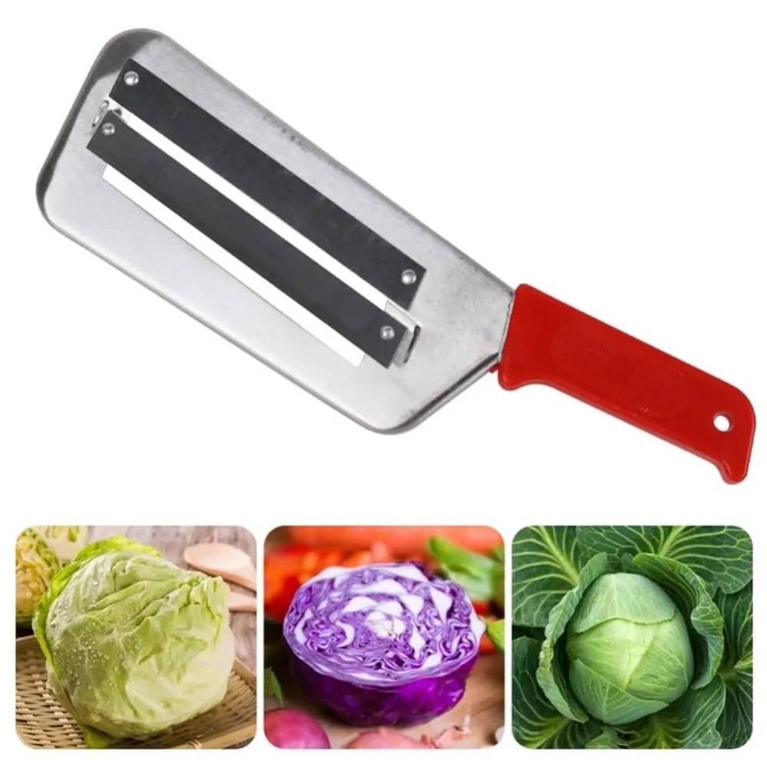 Stainless Steel Cabbage Hand Slicer Shredder | Double Blade Vegetable Cutter for Homemade | Kitchen Manual Tool - Vegetable Slicing Knife