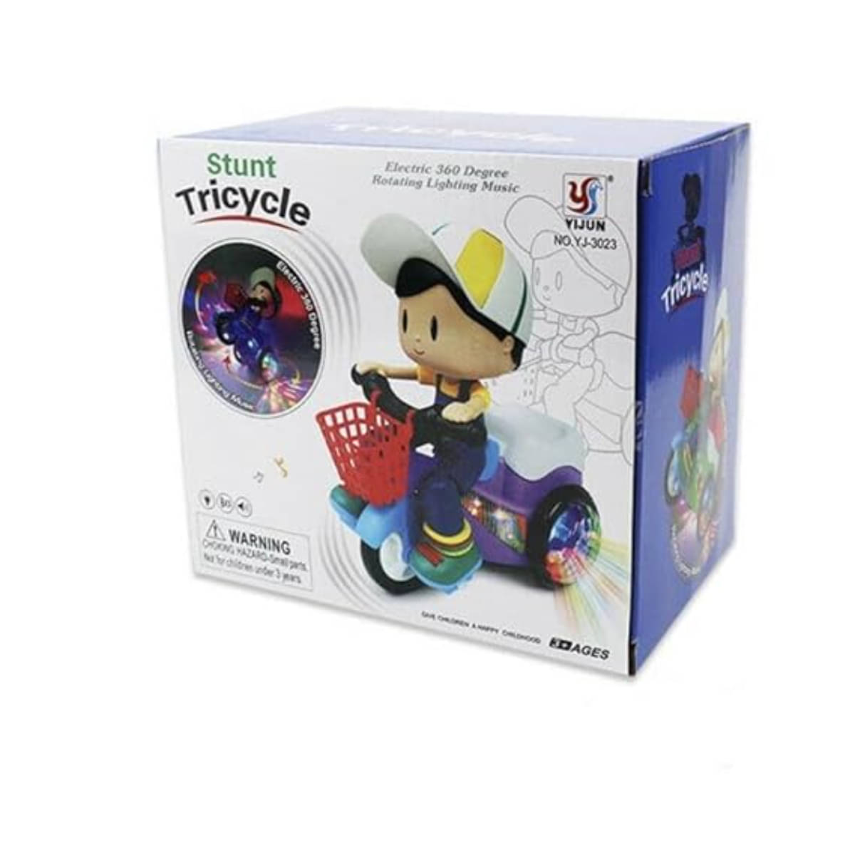     			Stunt Tricycle Bump and Go Musical Toy with 4D Lights, Dancing Toy, Battery Operated Toy for Boys Girls, Gift for Kids - Multi Color