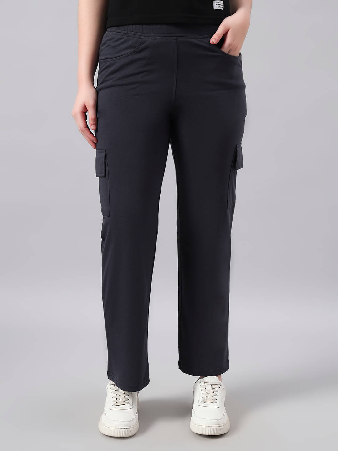     			Sweet Touch Women Cotton Blend Cargos Trousers ( Grey )
