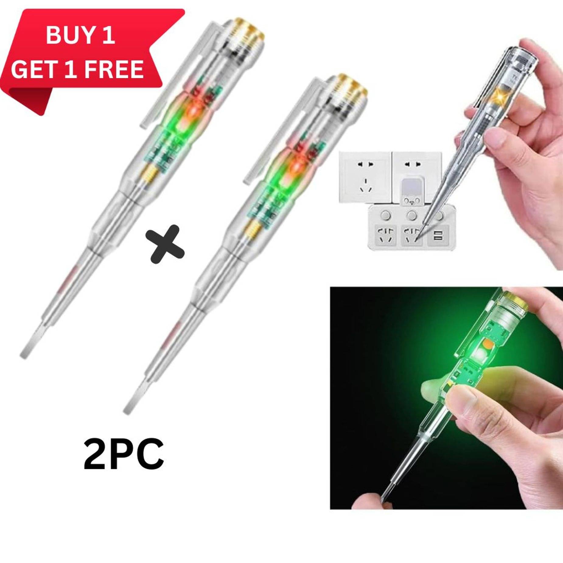     			THRIFTKART- 2PC Electrical Tester Pen Analog Electric Tester 70-250V Induction Power Detector Pen Electrical Screwdriver Circuit Tester, Electrical Tester Pen with LED