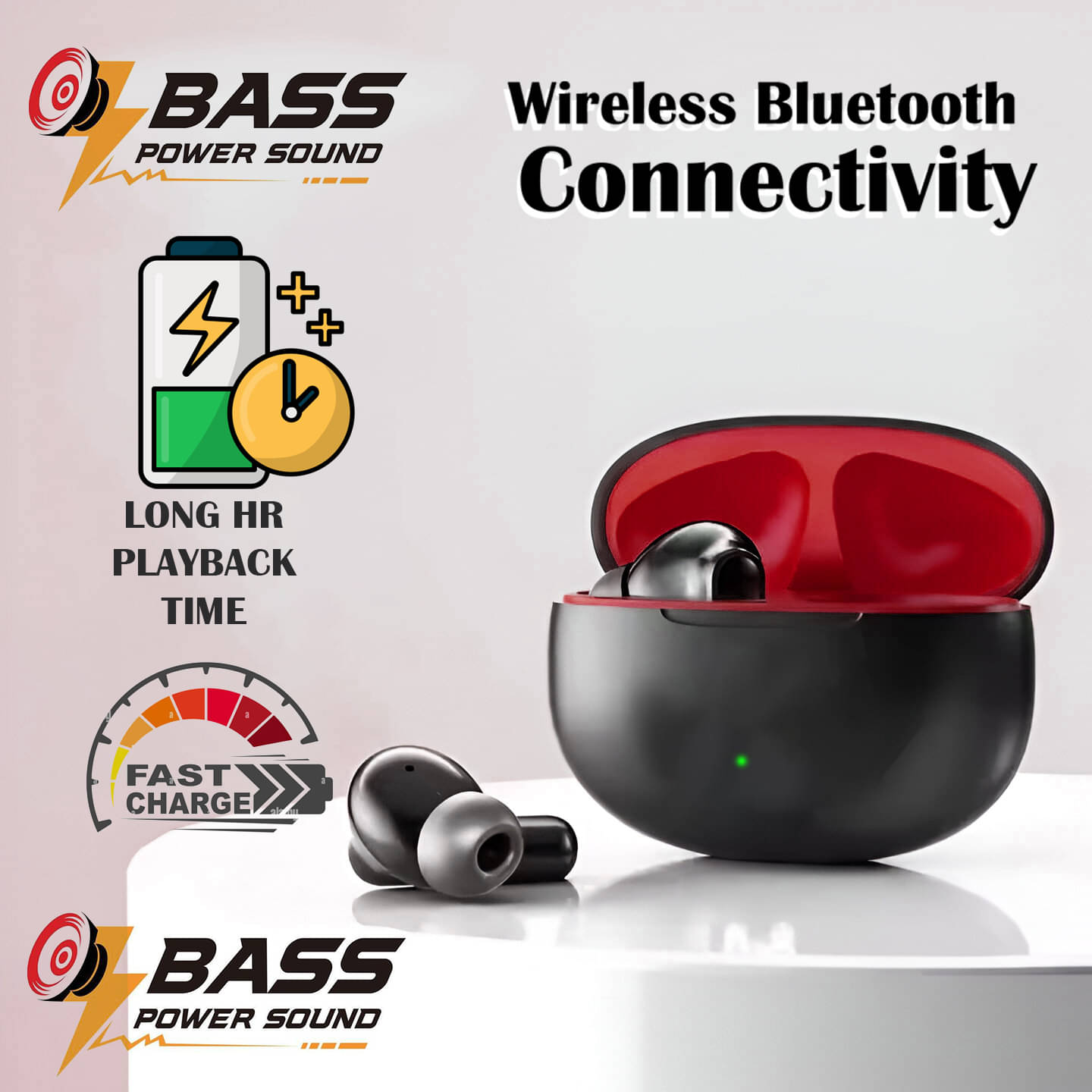TWS Wireless Earbuds with 48H Playtime | Deep Bass | Touch Control | Type-C Fast Charging (Black) TWS Wireless Earbuds with 48H Playtime | Deep Bass | Touch Control | Type-C Fast Charging (Black)