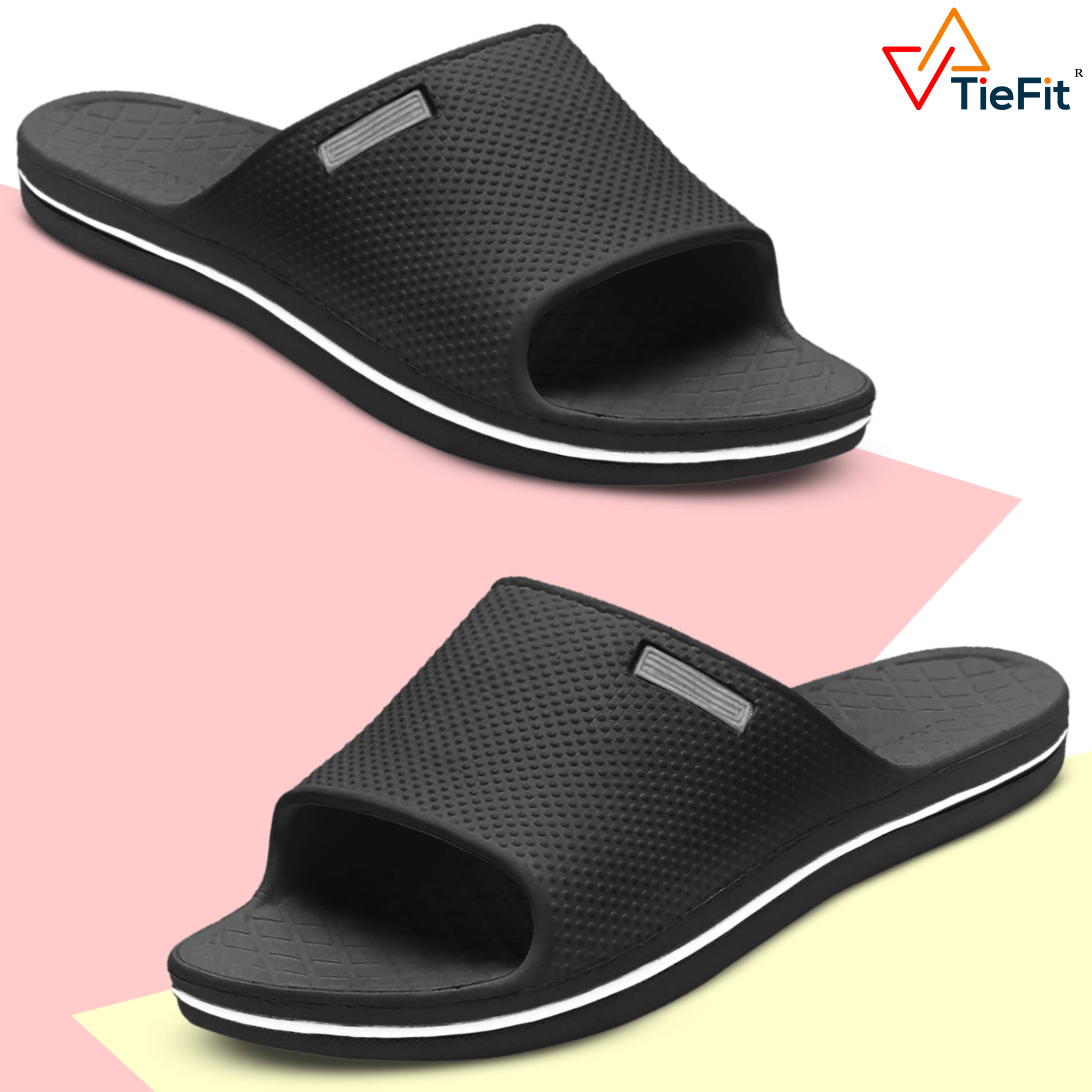     			TieFit Black Men's Slide Flip Flop