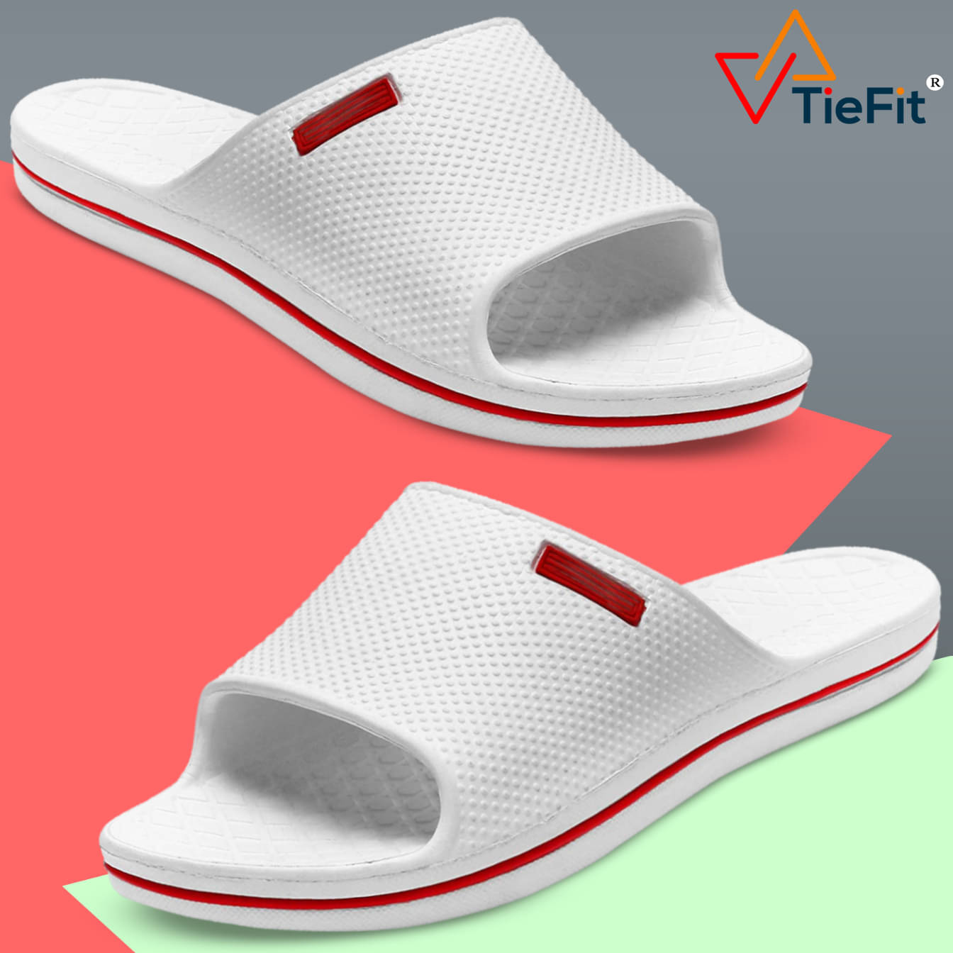    			TieFit White Men's Slide Flip Flop