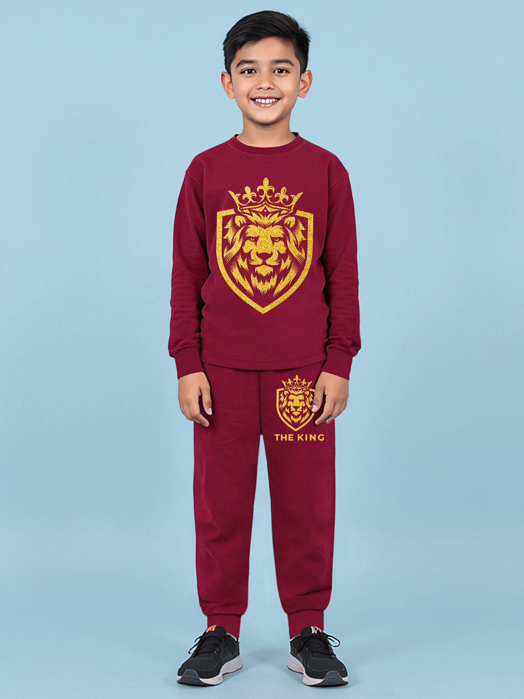 Trampoline Pack of 1 Boys Cotton Blend T-Shirt & Trackpants Set ( Maroon )     			Trampoline Pack of 1 Boys Cotton Blend T-Shirt & Trackpants Set ( Maroon )