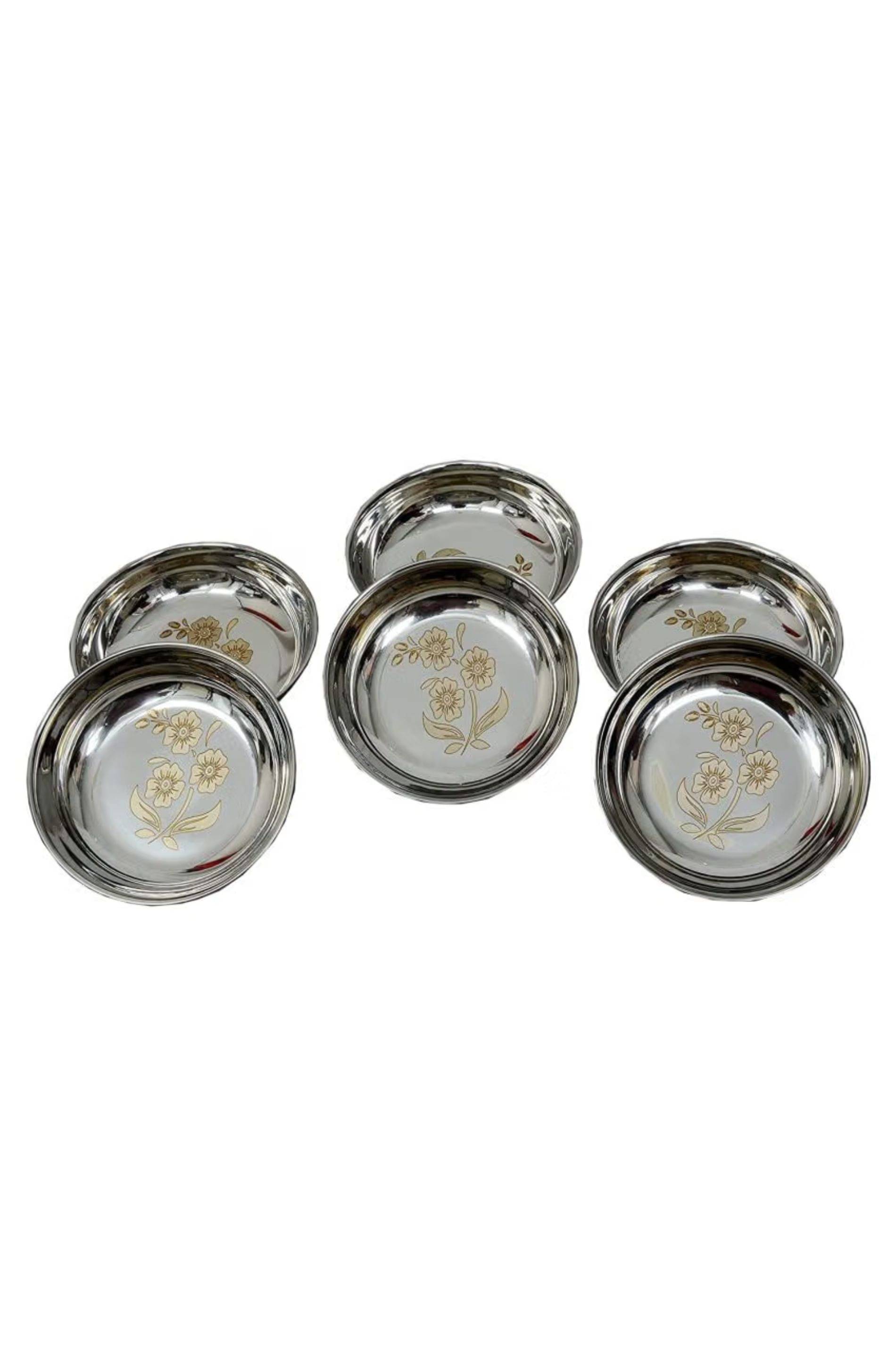 Unique bartan 6 Pcs Stainless Steel Silver Dessert Plate Unique bartan 6 Pcs Stainless Steel Silver Dessert Plate