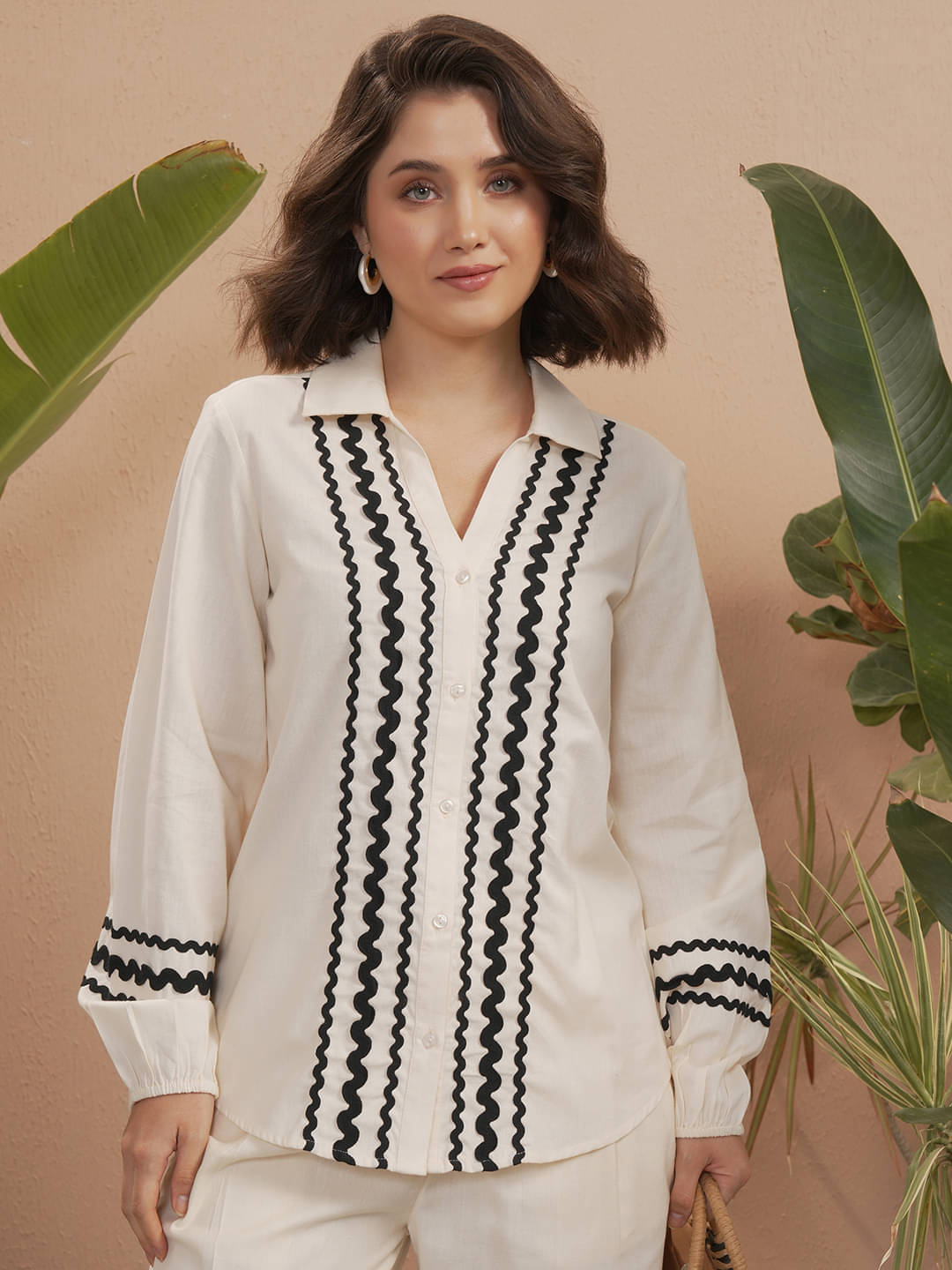     			Vishudh Women's Cotton Blend Regular Top ( Off White )