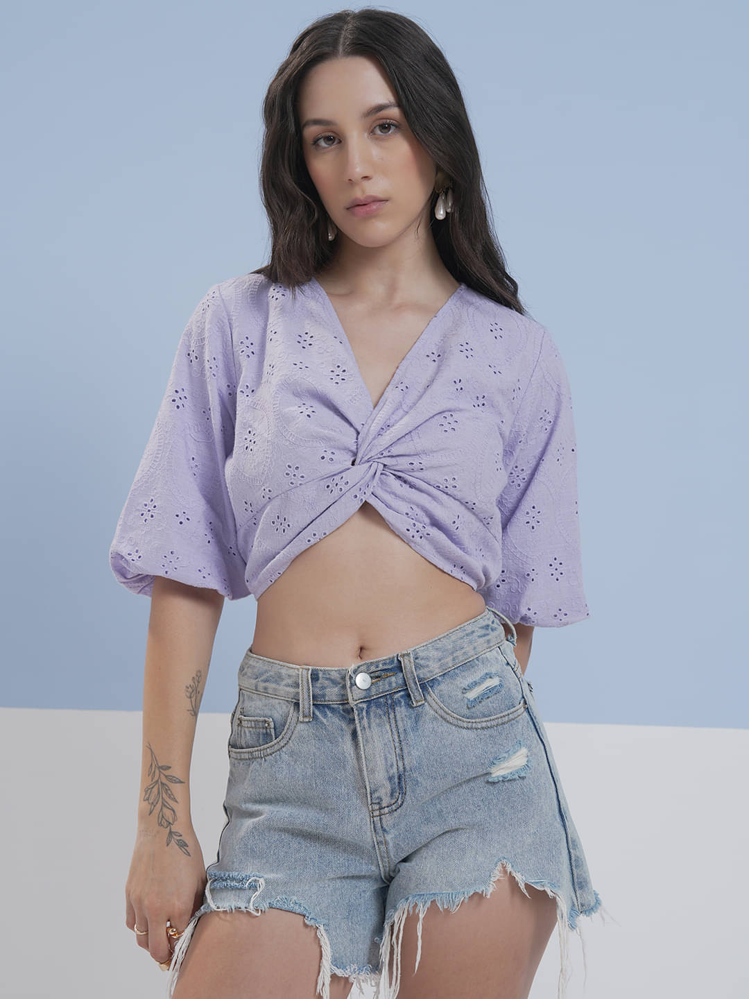 Vishudh Women's Cotton Regular Top ( Lavender ) Vishudh Women's Cotton Regular Top ( Lavender )