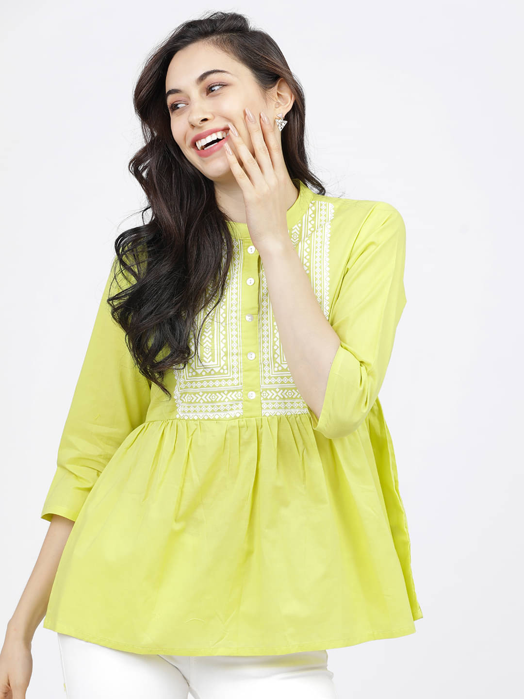 Vishudh Women's Cotton Twisted Top ( Yellow ) Vishudh Women's Cotton Twisted Top ( Yellow )