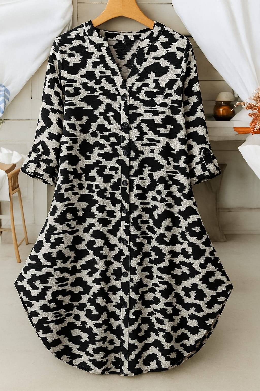 shitdhey Women Crepe Printed A-line Dress ( Black ) shitdhey Women Crepe Printed A-line Dress ( Black )