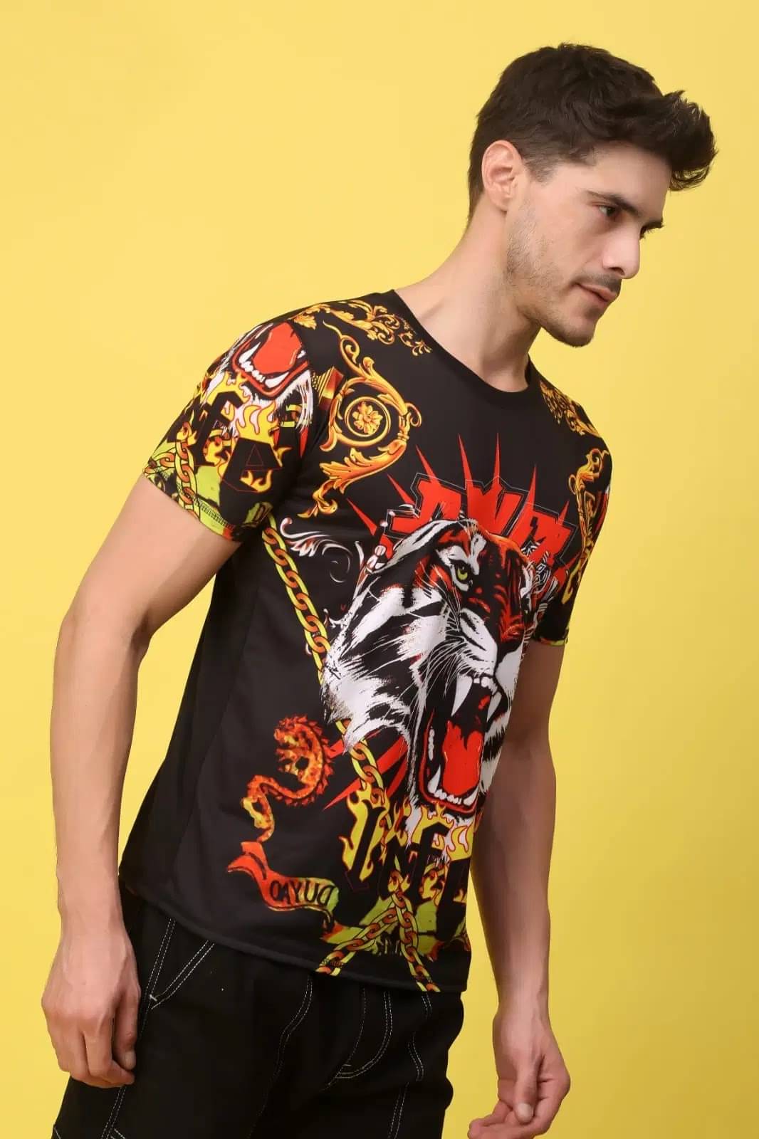 yellow tree Men Polyester Regular Fit Printed T-Shirt ( Multicolor ) yellow tree Men Polyester Regular Fit Printed T-Shirt ( Multicolor )