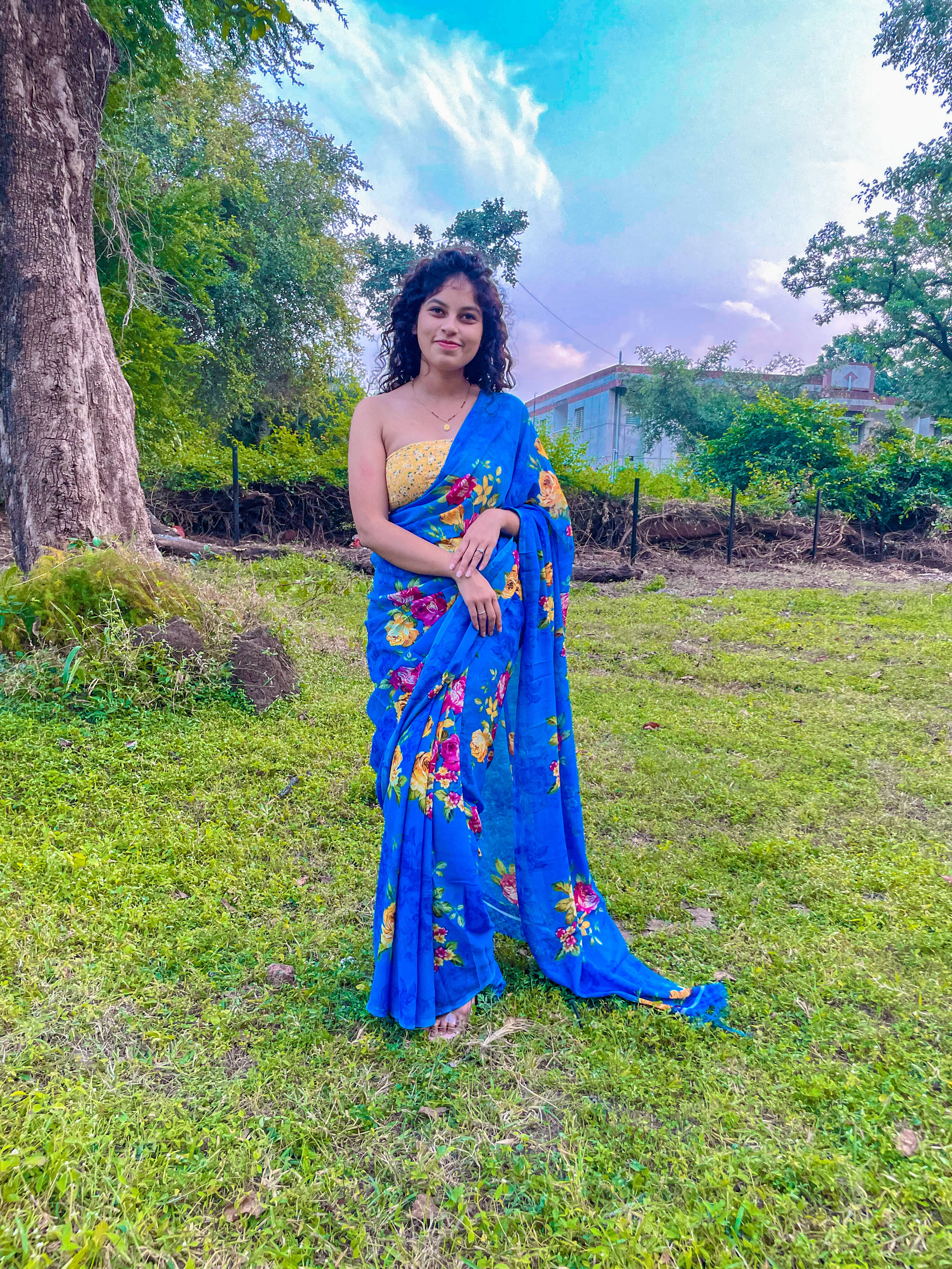 ANAND SAREES Georgette Printed Ilkal Saree With Unstitched Blouse Piece ( BLUE ) ANAND SAREES Georgette Printed Ilkal Saree With Unstitched Blouse Piece ( BLUE )