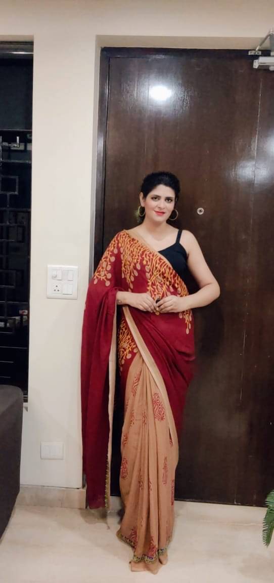     			ANAND SAREES Georgette Printed Ilkal Saree With Unstitched Blouse Piece ( RED )