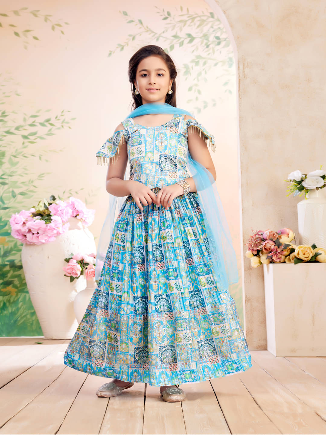     			Aarika Georgette Lehenga Choli Set For Girls ( Pack of 1 , Turquoise )