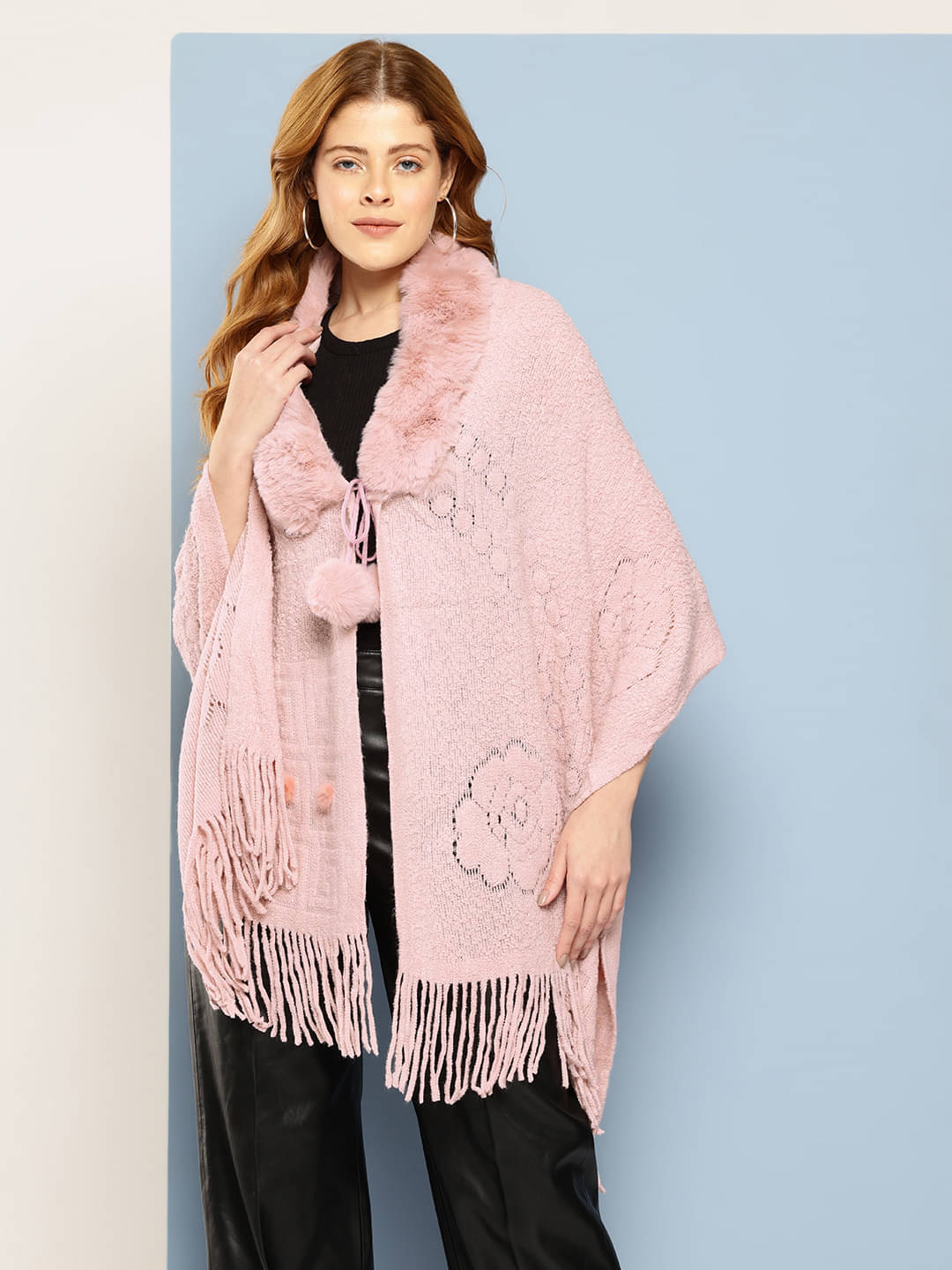 Aarika - Woollen Peach Poncho Pack of 1 Aarika - Woollen Peach Poncho Pack of 1