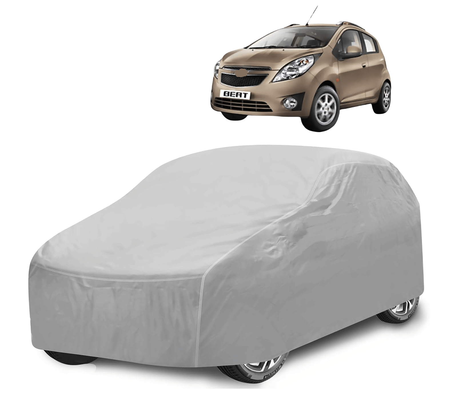     			Auto Hub Car Body Cover for Chevrolet All Car Models With Mirror Pocket ( Pack of 1 ) , Silver