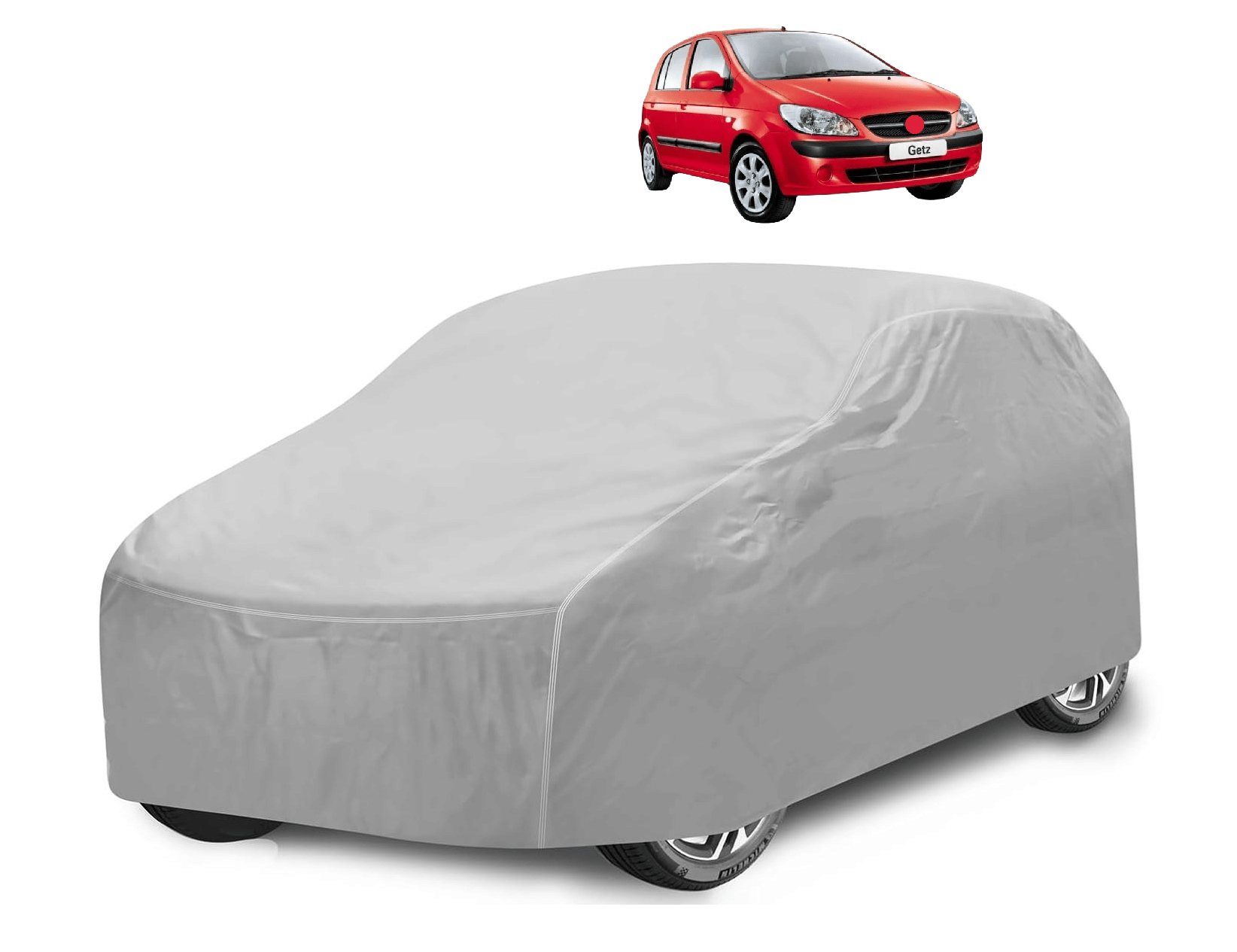     			Auto Hub Car Body Cover for Hyundai All Car Models With Mirror Pocket ( Pack of 1 ) , Silver