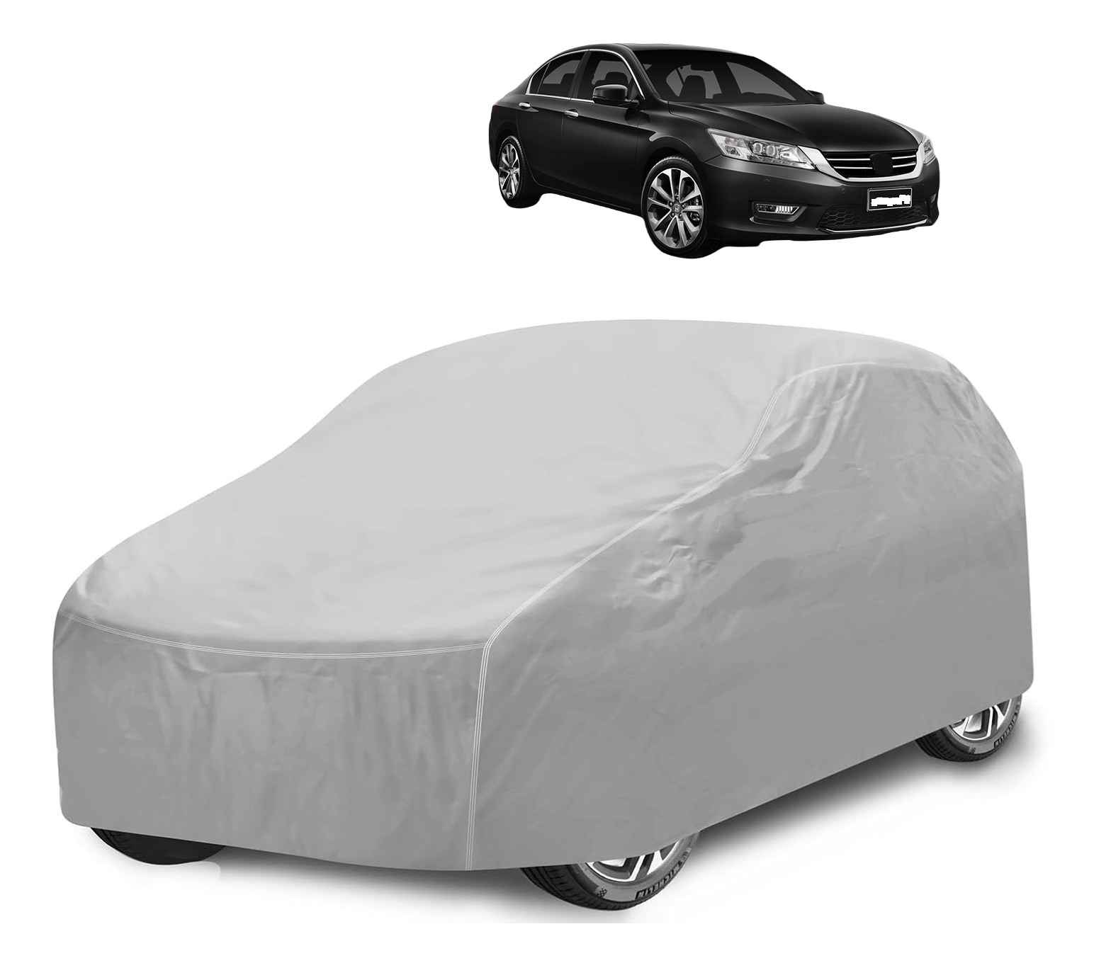     			Auto Hub Car Body Cover for Honda All Car Models With Mirror Pocket ( Pack of 1 ) , Silver