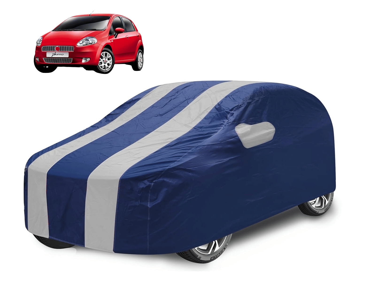     			Auto Hub Car Body Cover for Fiat All Car Models With Mirror Pocket ( Pack of 1 ) , Silver