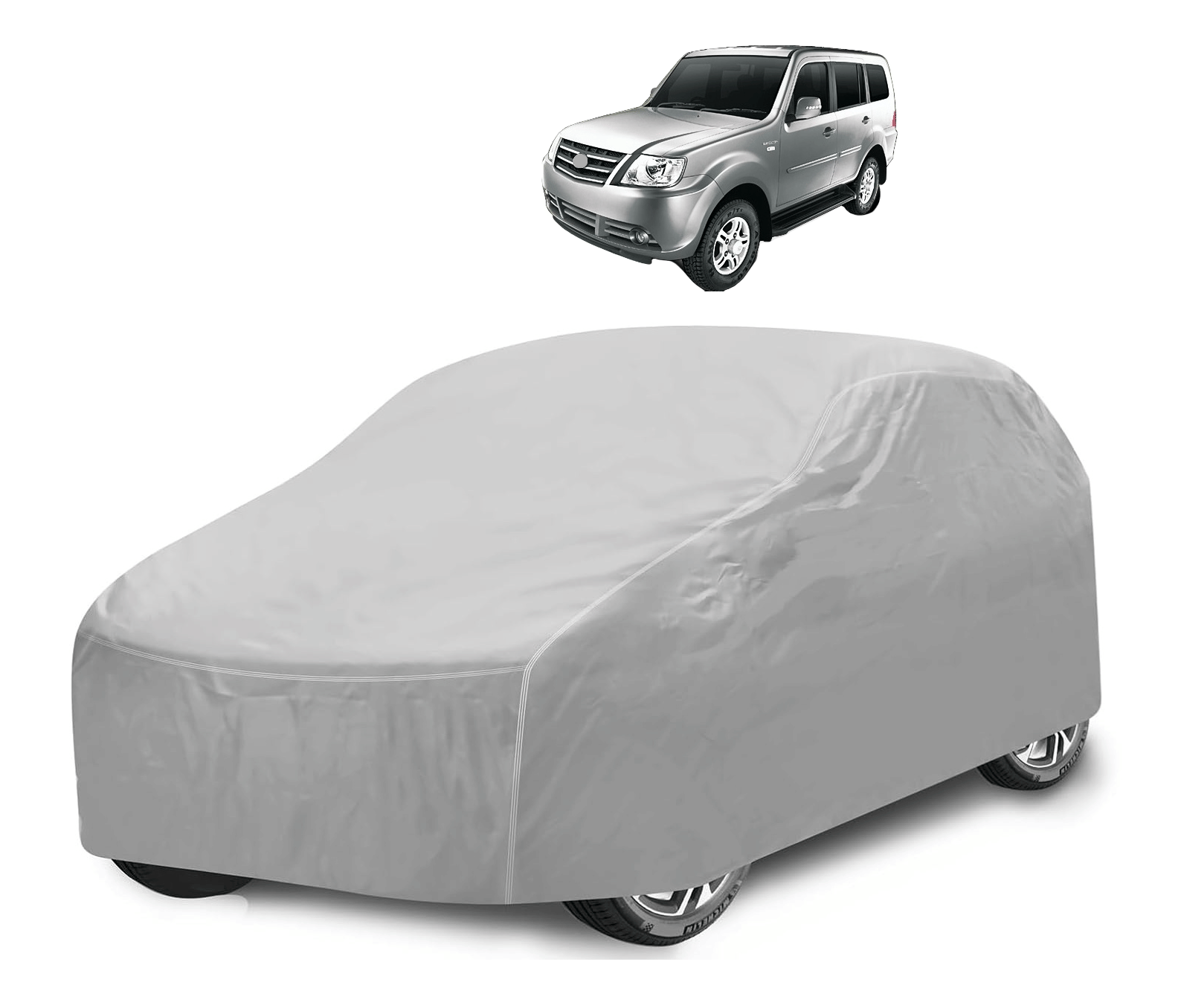 Auto Hub Car Body Cover for Tata All Car Models With Mirror Pocket ( Pack of 1 ) , Silver Auto Hub Car Body Cover for Tata All Car Models With Mirror Pocket ( Pack of 1 ) , Silver
