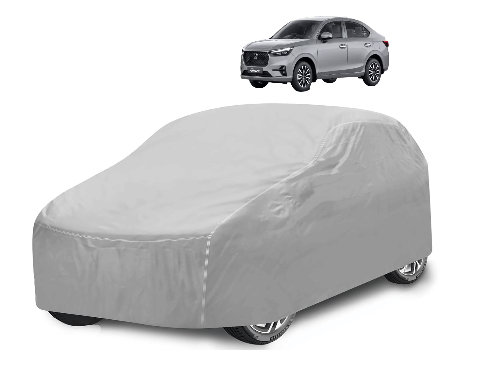     			Auto Hub Car Body Cover for Honda All Car Models With Mirror Pocket ( Pack of 1 ) , Silver