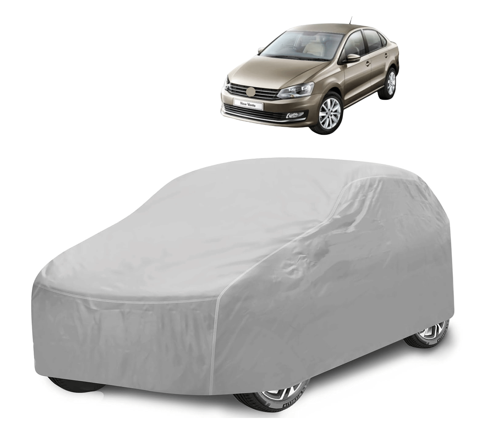 Auto Hub Car Body Cover for Volkswagen All Car Models With Mirror Pocket ( Pack of 1 ) , Silver Auto Hub Car Body Cover for Volkswagen All Car Models With Mirror Pocket ( Pack of 1 ) , Silver