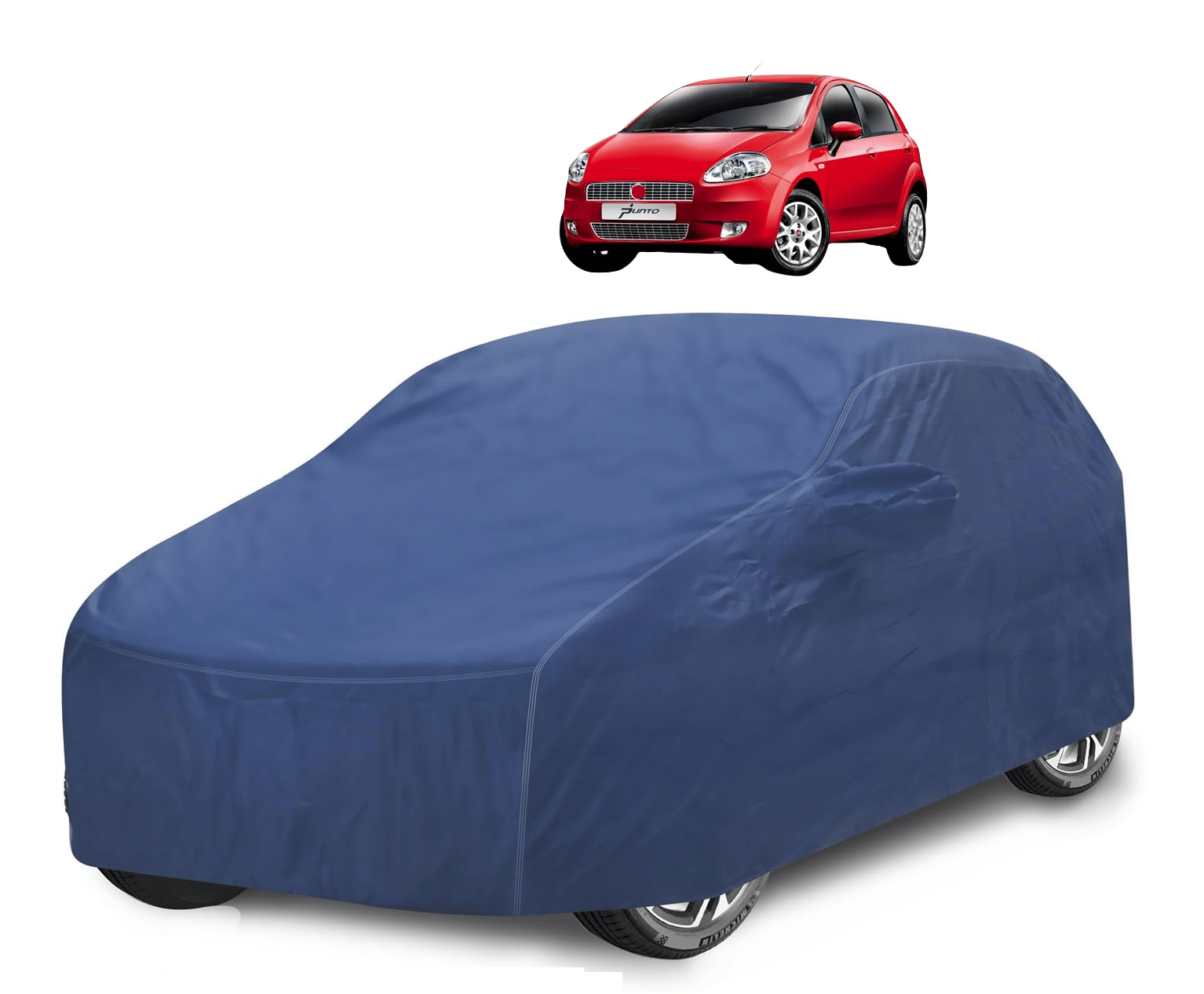     			Auto Hub Car Body Cover for Fiat All Car Models With Mirror Pocket ( Pack of 1 ) , Blue