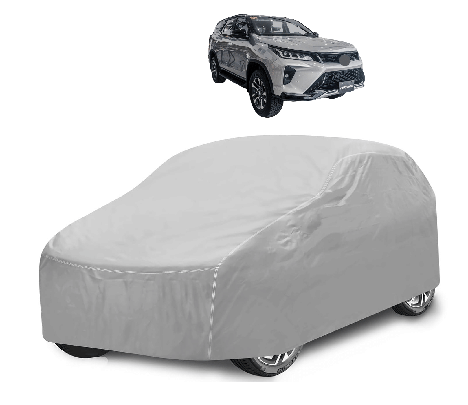 Auto Hub Car Body Cover for Toyota All Car Models With Mirror Pocket ( Pack of 1 ) , Silver Auto Hub Car Body Cover for Toyota All Car Models With Mirror Pocket ( Pack of 1 ) , Silver