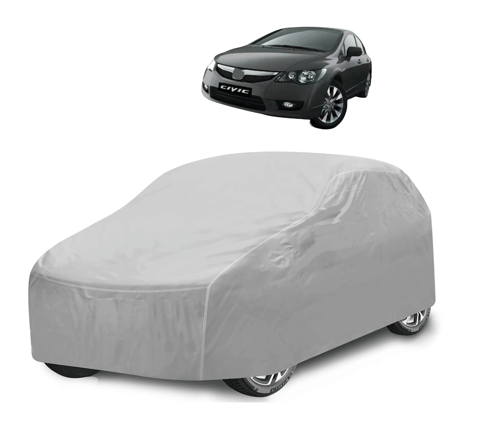 Auto Hub Car Body Cover for Honda All Car Models With Mirror Pocket ( Pack of 1 ) , Silver Auto Hub Car Body Cover for Honda All Car Models With Mirror Pocket ( Pack of 1 ) , Silver