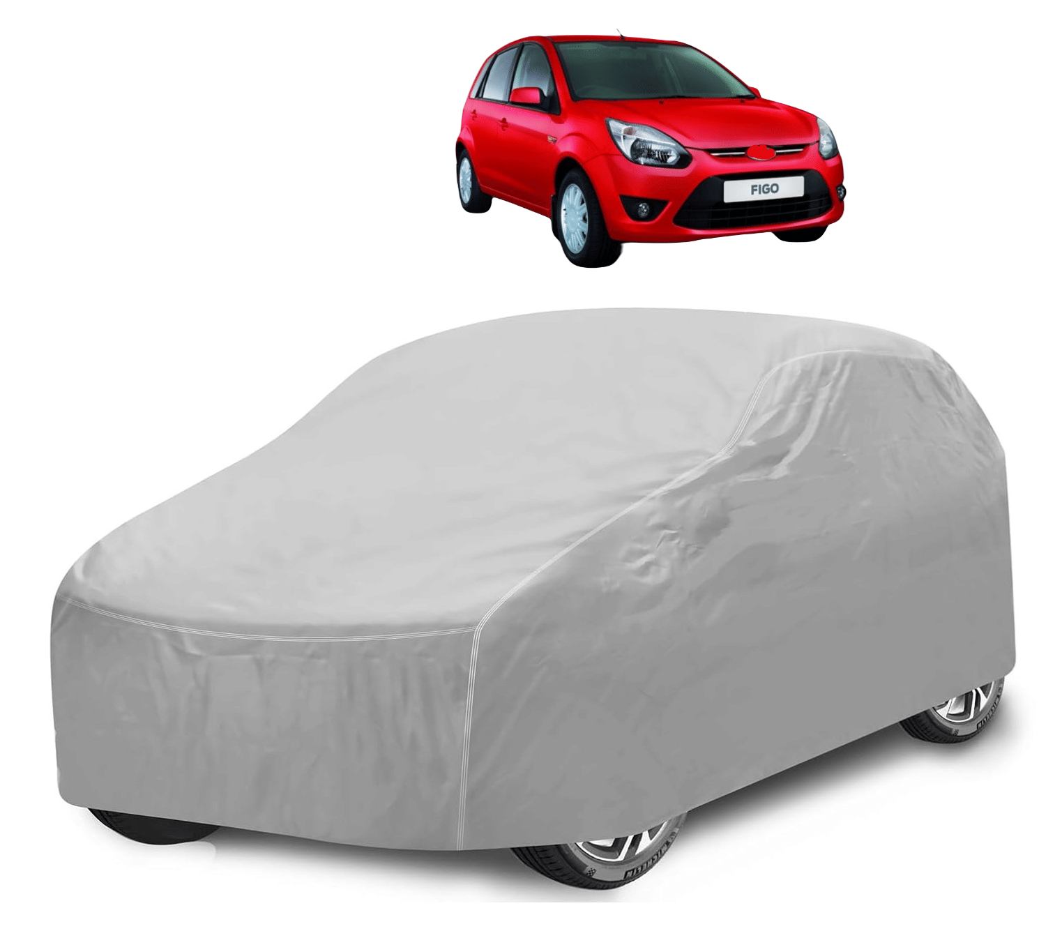     			Auto Hub Car Body Cover for Ford All Car Models With Mirror Pocket ( Pack of 1 ) , Silver