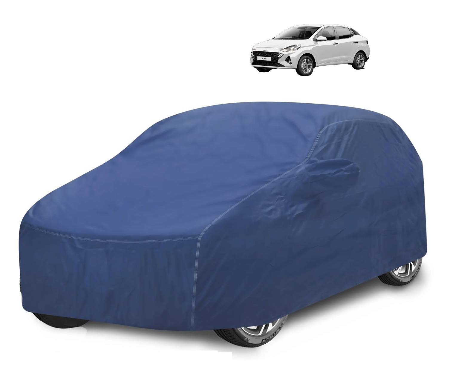     			Auto Hub Car Body Cover for Hyundai All Car Models With Mirror Pocket ( Pack of 1 ) , Blue