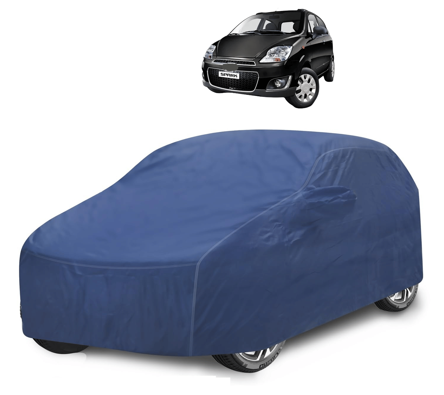     			Auto Hub Car Body Cover for Chevrolet All Car Models With Mirror Pocket ( Pack of 1 ) , Blue