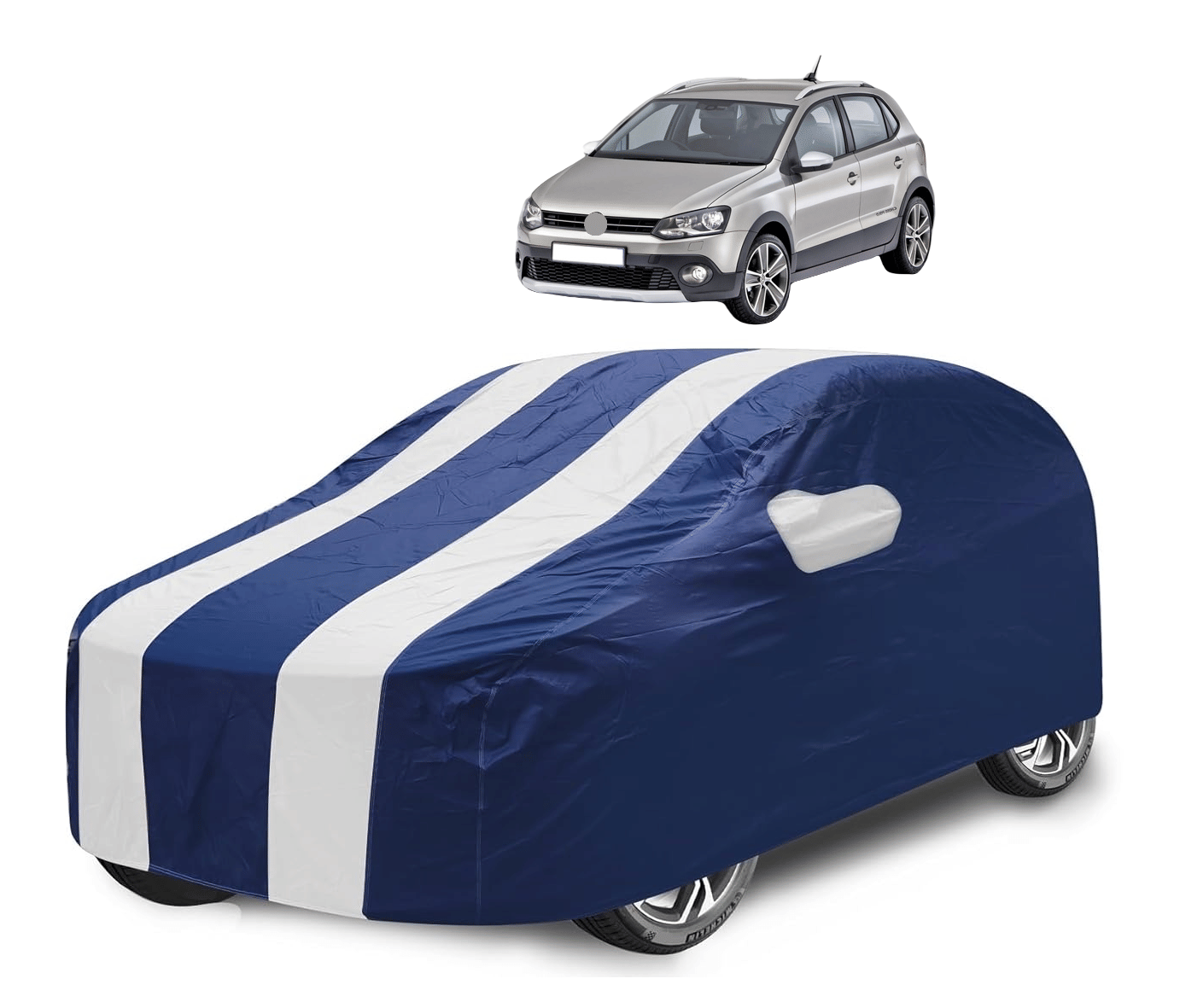     			Auto Hub Car Body Cover for Volkswagen All Car Models With Mirror Pocket ( Pack of 1 ) , White