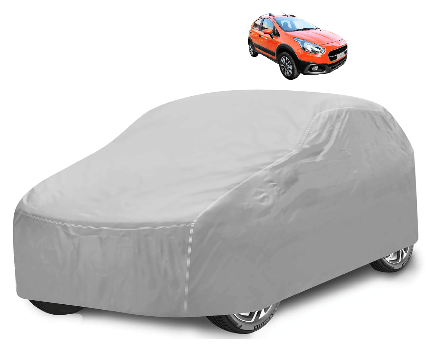 Auto Hub Car Body Cover for Fiat All Car Models With Mirror Pocket ( Pack of 1 ) , Silver Auto Hub Car Body Cover for Fiat All Car Models With Mirror Pocket ( Pack of 1 ) , Silver