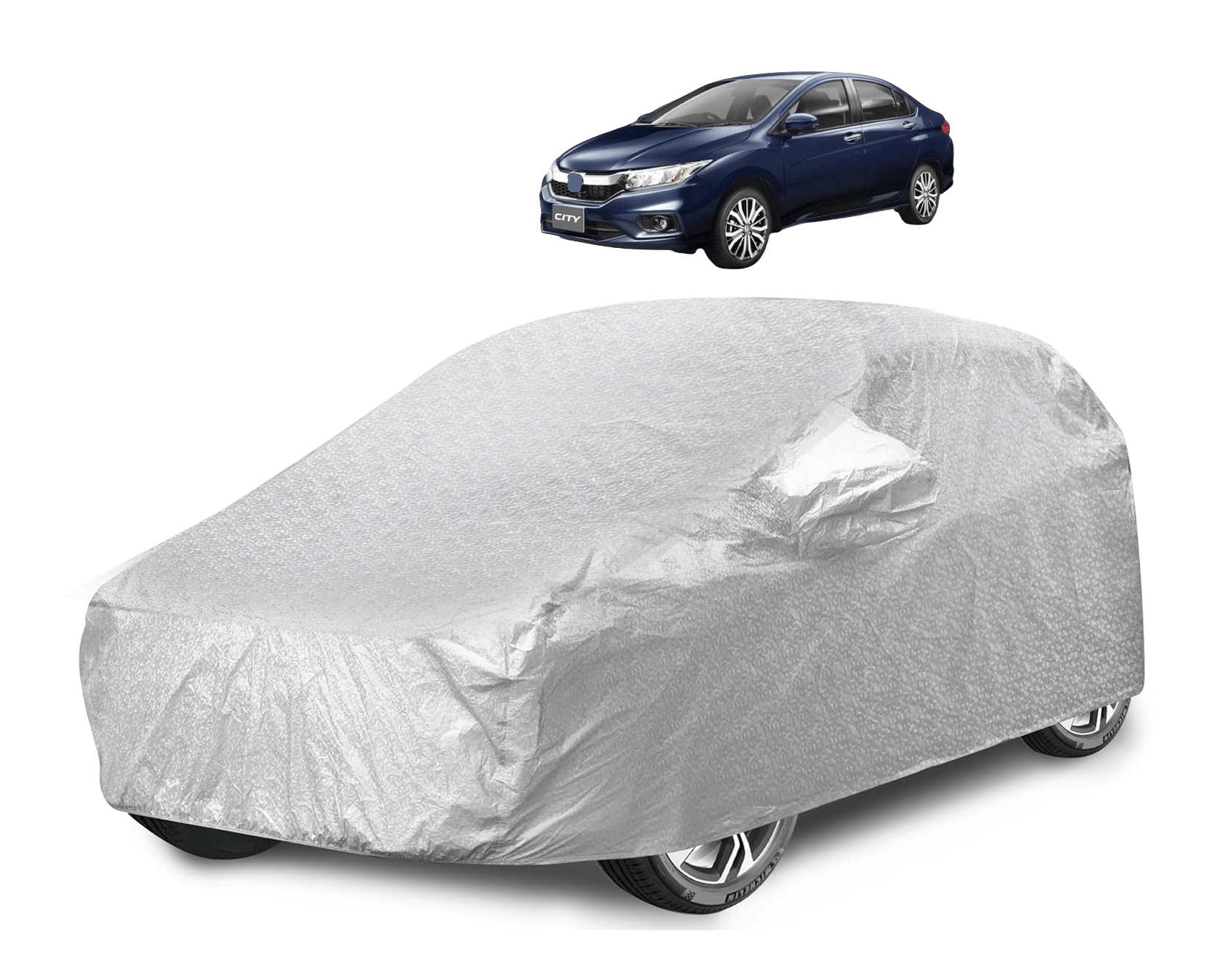 Auto Hub Car Body Cover for Honda All Car Models With Mirror Pocket ( Pack of 1 ) , Silver Auto Hub Car Body Cover for Honda All Car Models With Mirror Pocket ( Pack of 1 ) , Silver