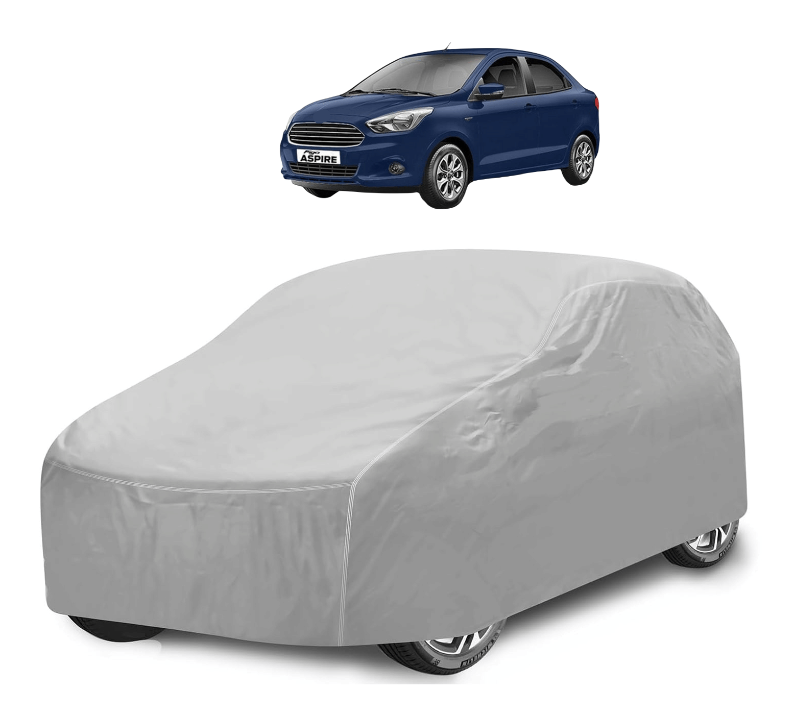     			Auto Hub Car Body Cover for Ford All Car Models With Mirror Pocket ( Pack of 1 ) , Silver